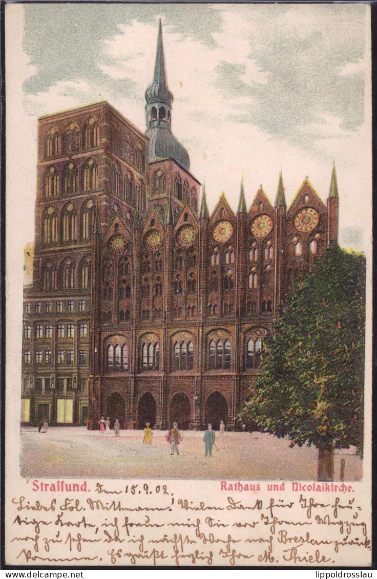 Gest. O-2300 Stralsund Rathaus, Reliefprägekarte 1902 - Stralsund