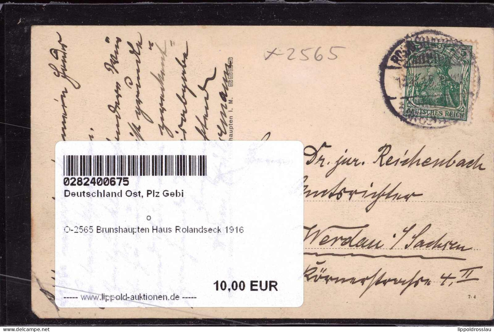 Gest. O-2565 Brunshaupten Haus Rolandseck 1916 1x Eckfehler - Bad Doberan
