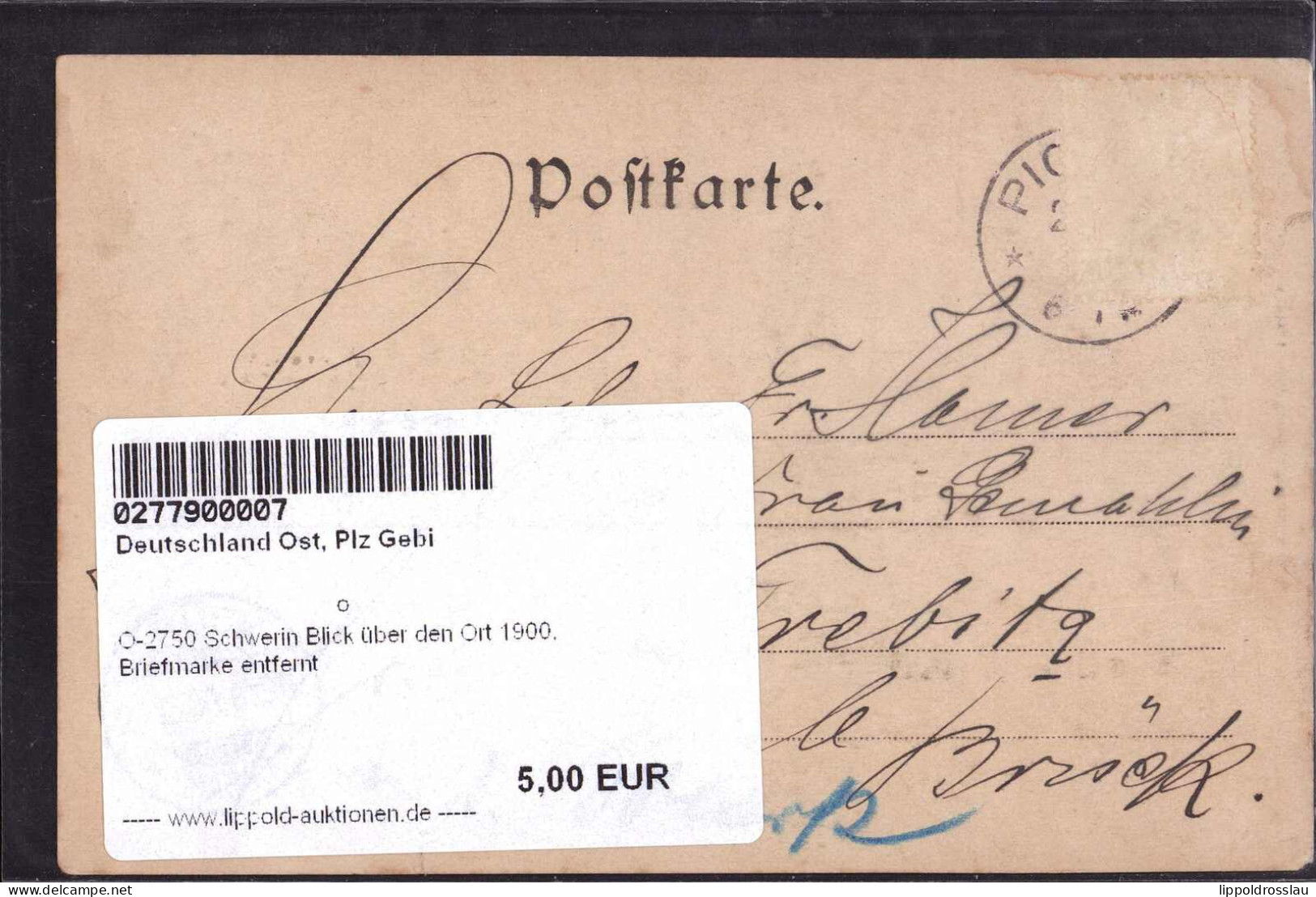 Gest. O-2750 Schwerin Blick über Den Ort 1900, Briefmarke Entfernt - Schwerin