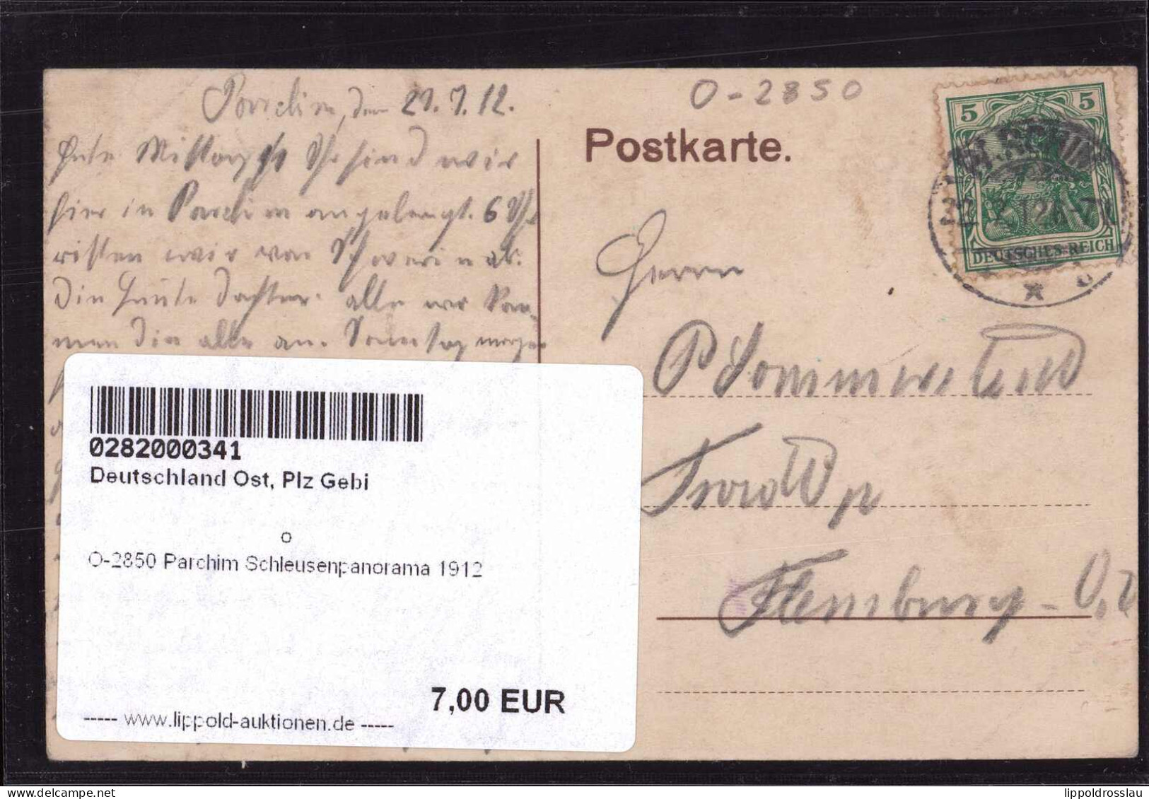 Gest. O-2850 Parchim Schleusenpanorama 1912 - Parchim