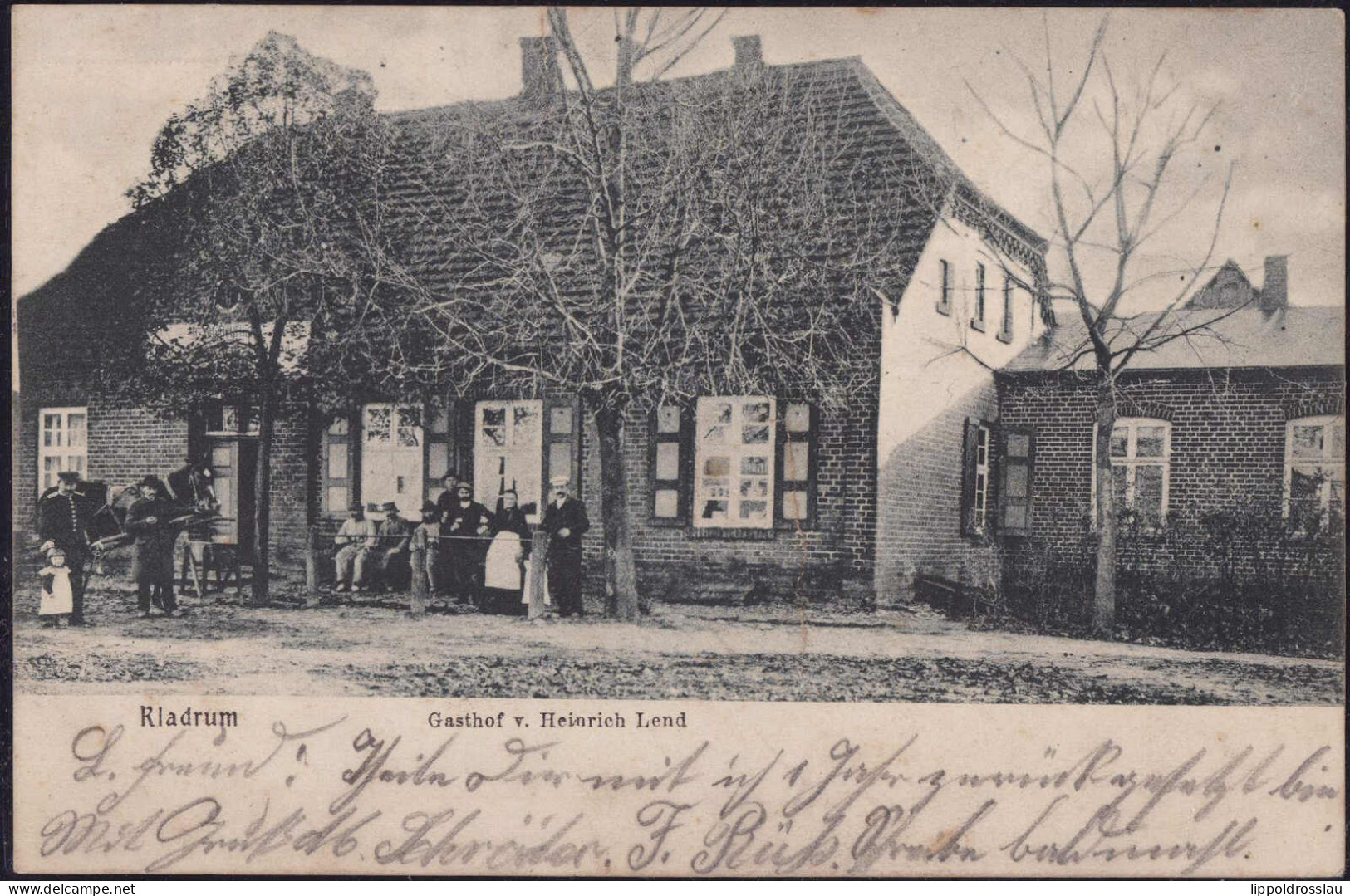 Gest. O-2851 Kladrum Gasthaus Heibrich Lend 1905, Mittelriß 4 Cm - Parchim