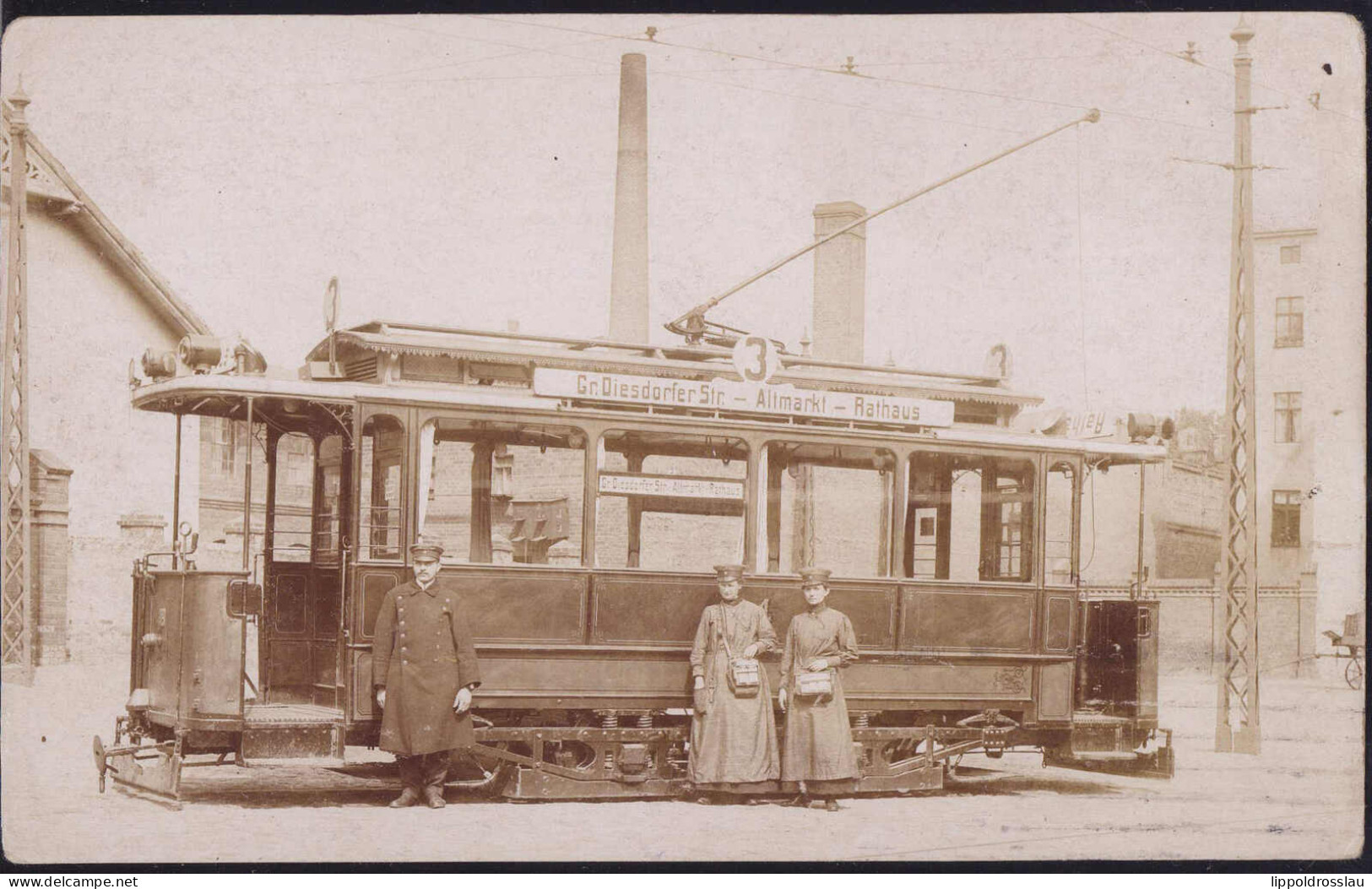 Gest. O-3000 Magdeburg Straßenbahn Linie Große Diesdorfer Straße-Altmarkt-Rathaus, Foto-AK, Feldpost 1915, Etwas Best. - Magdeburg