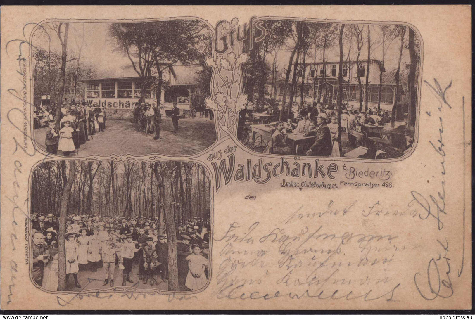 Gest. O-3104 Biederitz Gasthaus Waldschänke 1902 - Magdeburg