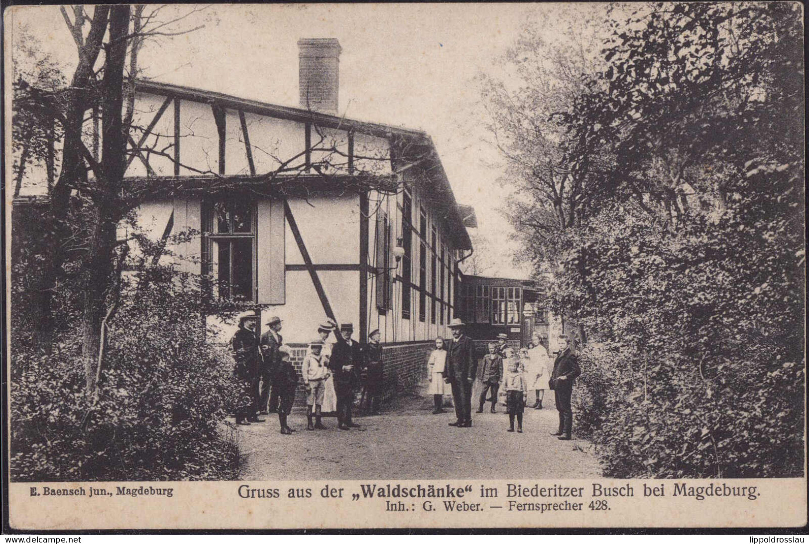 Gest. O-3104 Biederitz Gasthaus Waldschänke 1914, Min. Bug - Magdeburg