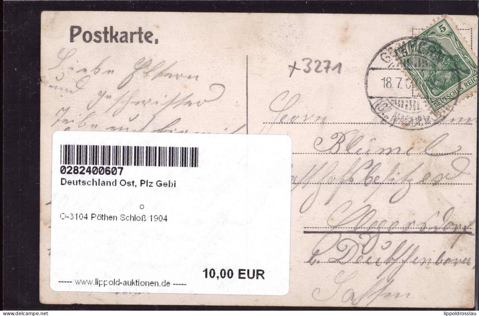 Gest. O-3104 Pöthen Schloß 1904 - Magdeburg