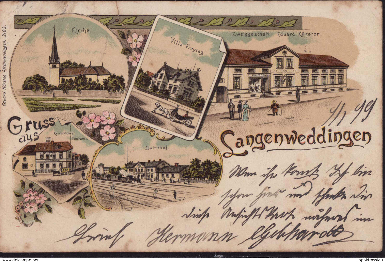 Gest. O-3106 Langenweddingen Bahnhof Post Warenhandlung Eduard Kärsten 1899, Briefmarke Entfernt, Einriß 2,2 Cm - Magdeburg