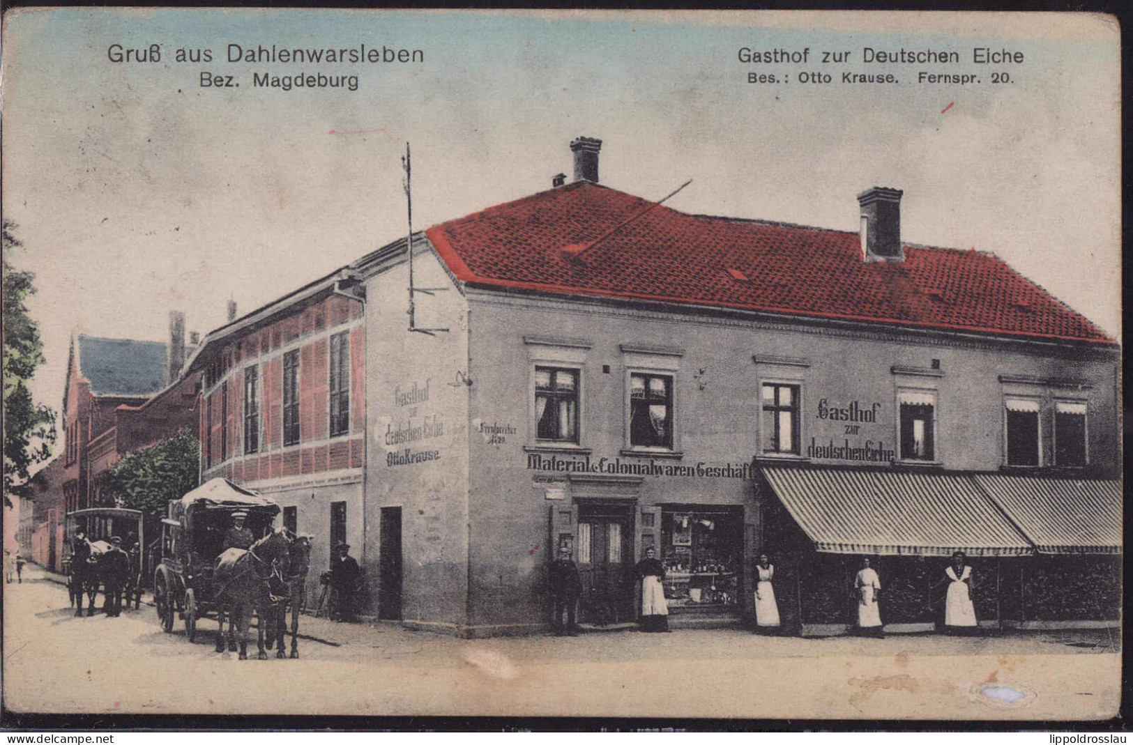 Gest. O-3211 Dahlenwarsleben Gasthaus Zur Deutschen Eiche 1918, Mottenloch 8mm, Etwas Best. - Magdeburg