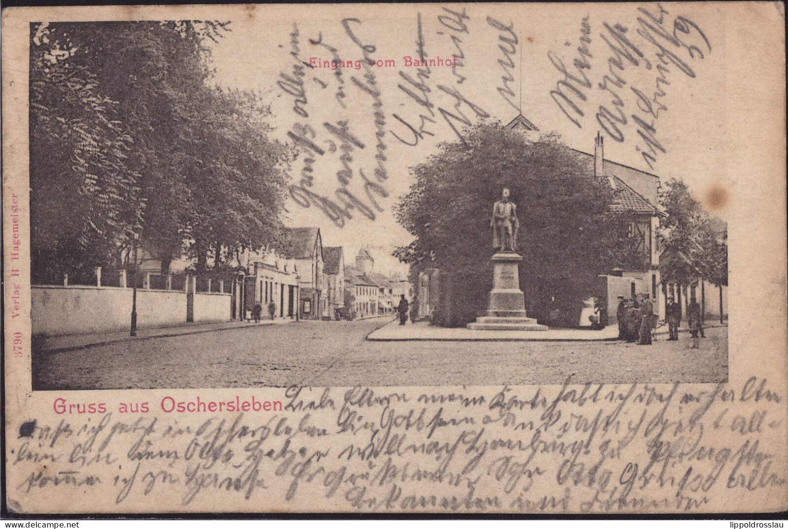 Gest. O-3230 Oschersleben Blick Vom Bahnhof 1903, Etwas Best. Briefmarke Entfernt - Oschersleben