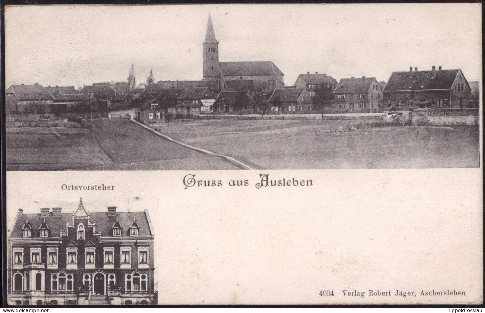 Gest. O-3231 Ausleben Ortsvorsteherhaus 1908 - Oschersleben