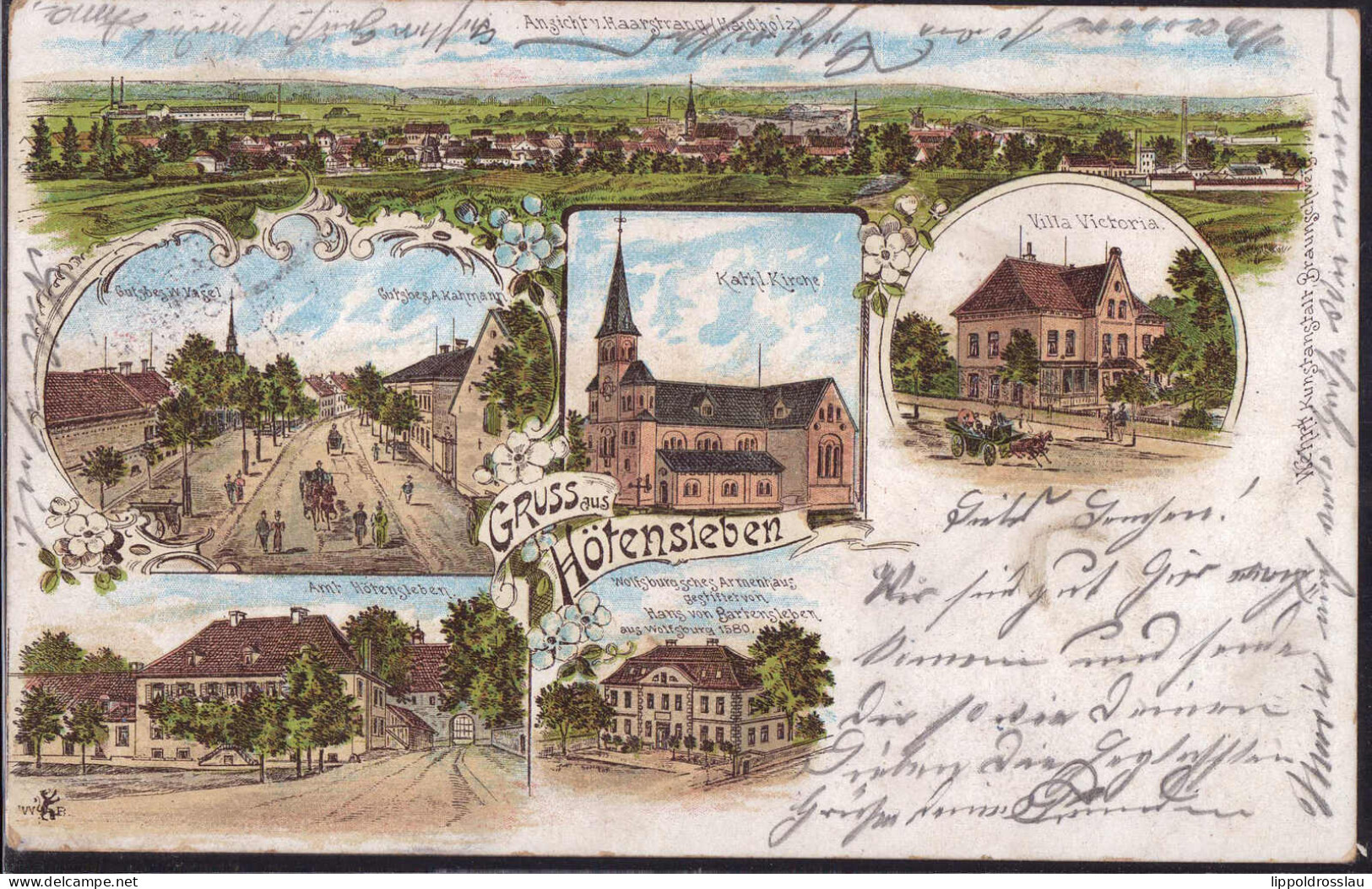 Gest. O-3235 Hötensleben Gasthaus Hotel Villa Victoria Armenhaus , Min. Best. Briefmarke Entfernt - Oschersleben