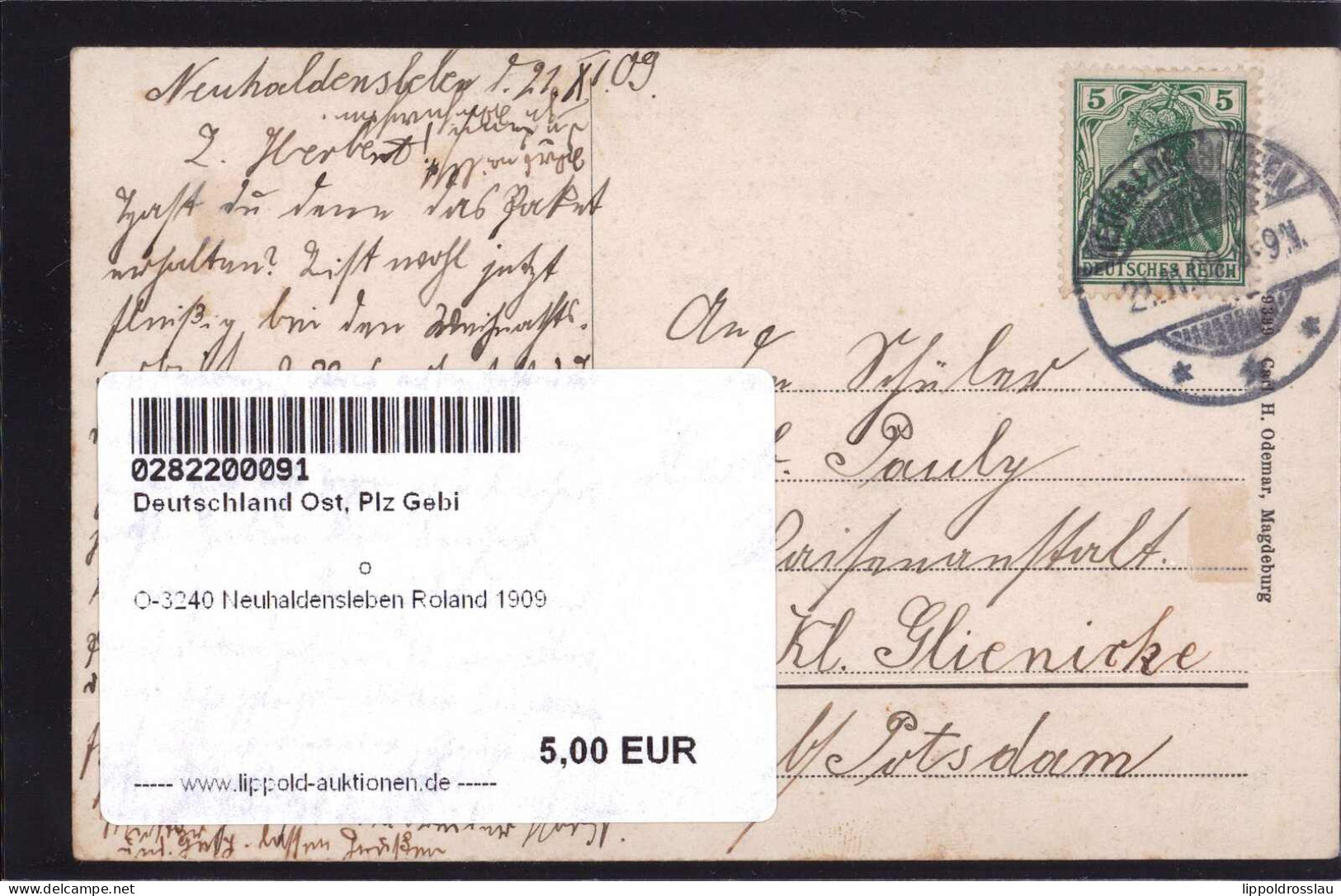 Gest. O-3240 Neuhaldensleben Roland 1909 - Haldensleben