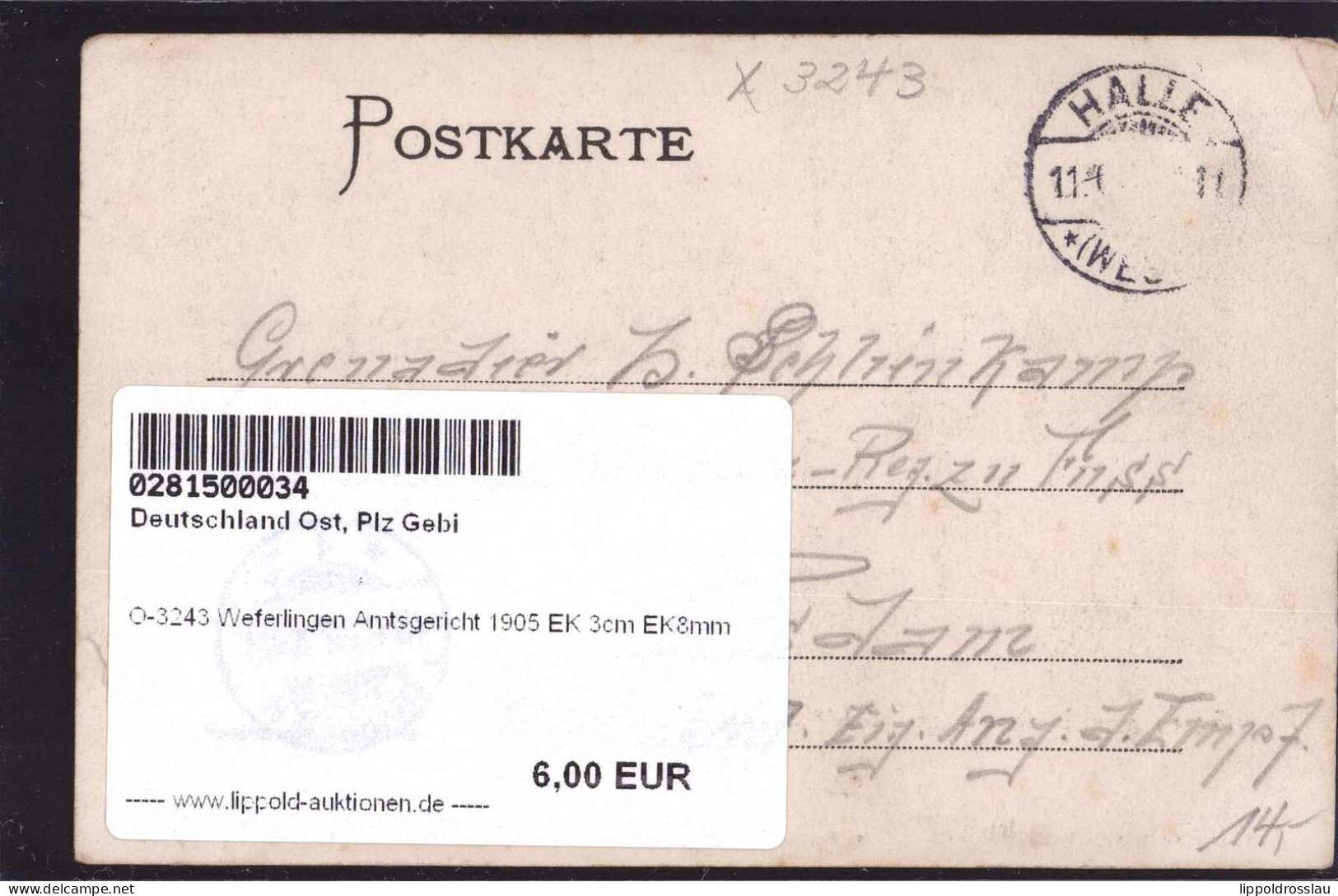 * O-3243 Weferlingen Amtsgericht 1905 EK 3cm EK8mm - Haldensleben