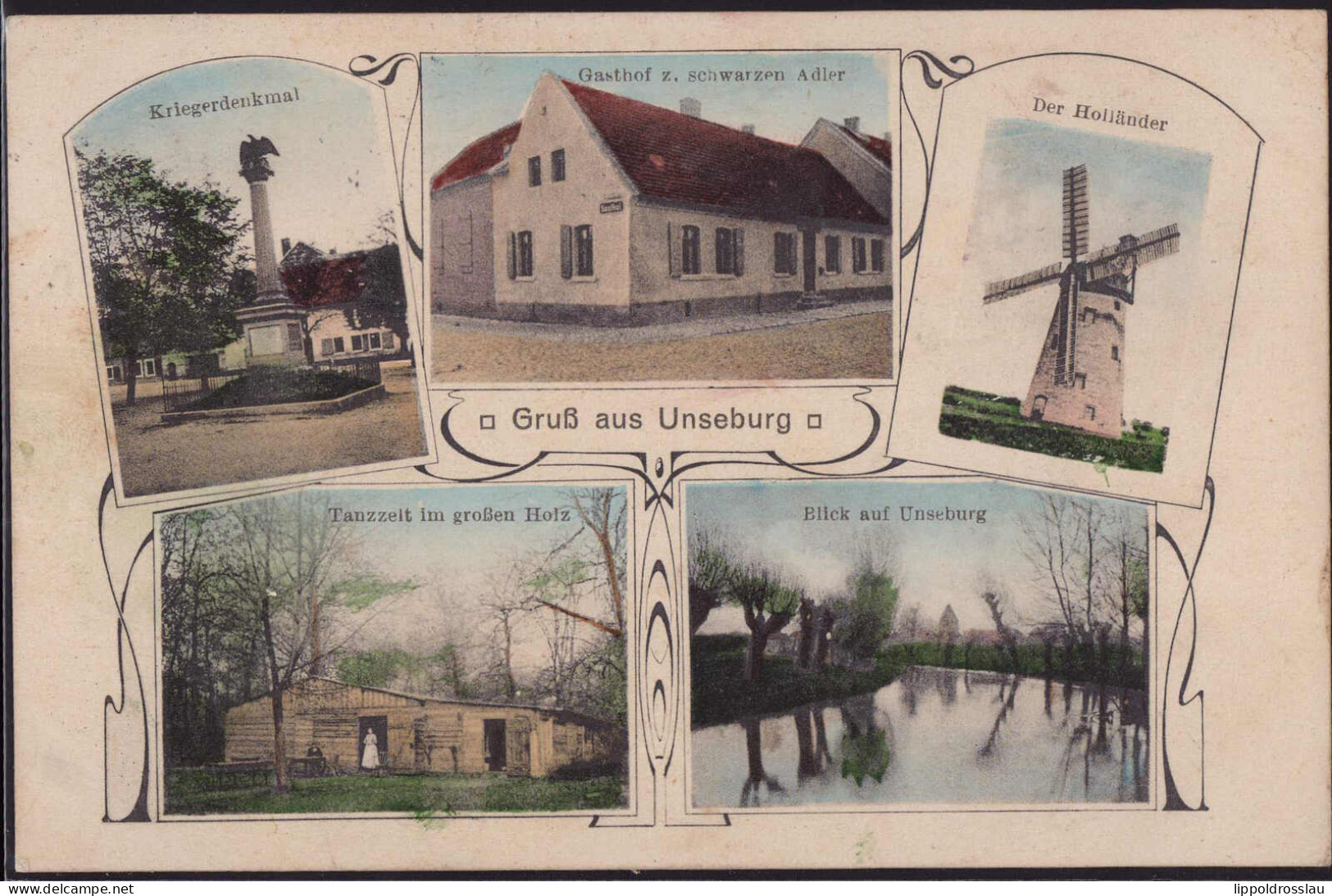 Gest. O-3251 Unseburg Holländer-Mühle Gasthaus Zum Schwarzen Adler 1912 - Stassfurt