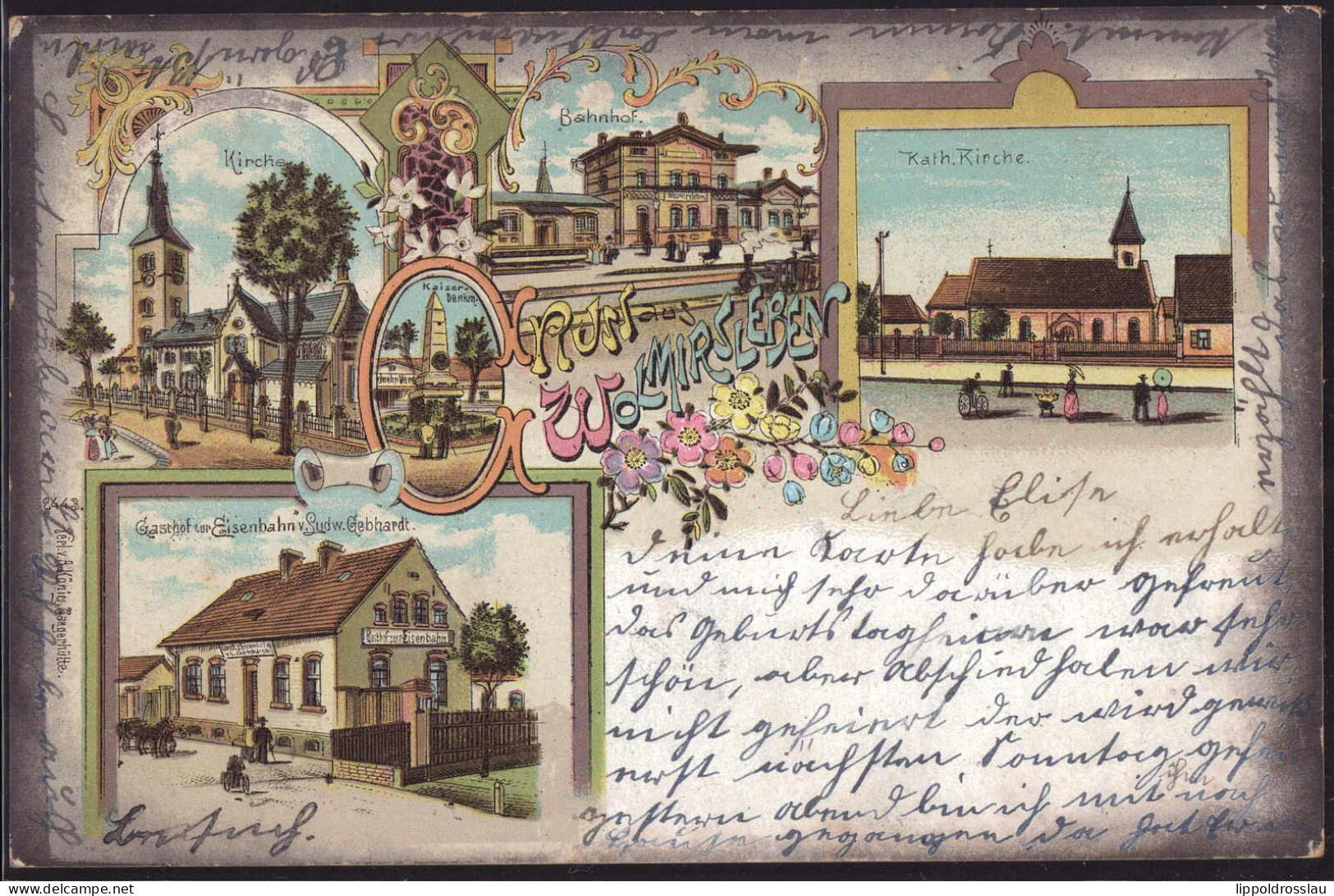 Gest. O-3251 Wolmirsleben Bahnhof Gasthaus Zur Eisenbahn 1904, Briefmarke Entfernt, Min. Best. - Stassfurt