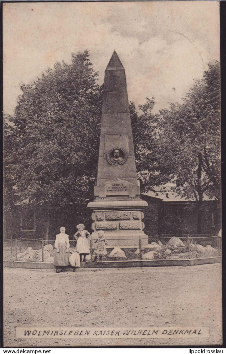 Gest. O-3251 Wolmirsleben Kaiser-Wilhelm-Denkmal 1907, Briefmarke Entfernt - Stassfurt