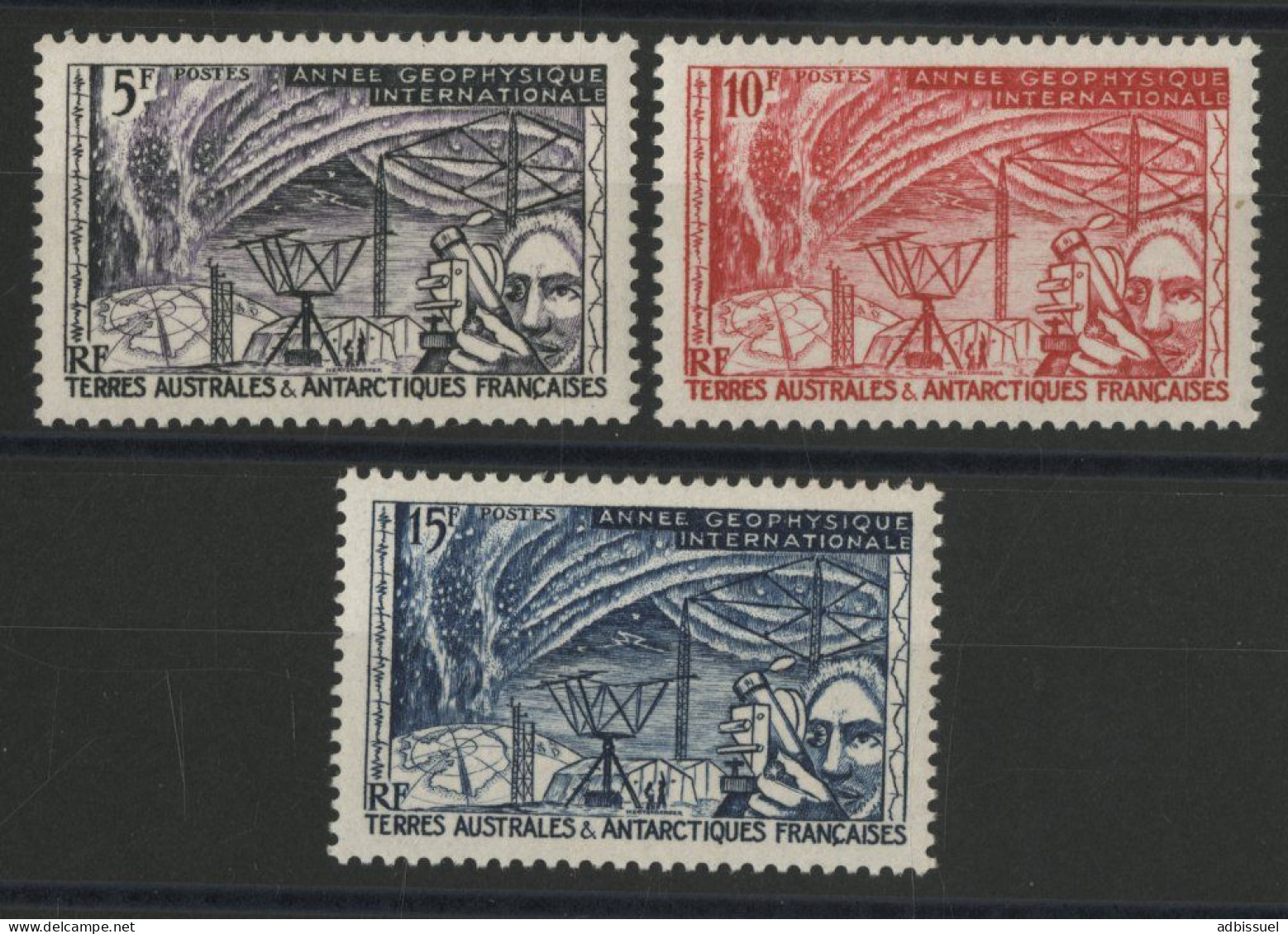 TAAF N° 8 à 10 Neufs ** (MNH) Cote 25 € Géophysique Internationale TB - Nuevos