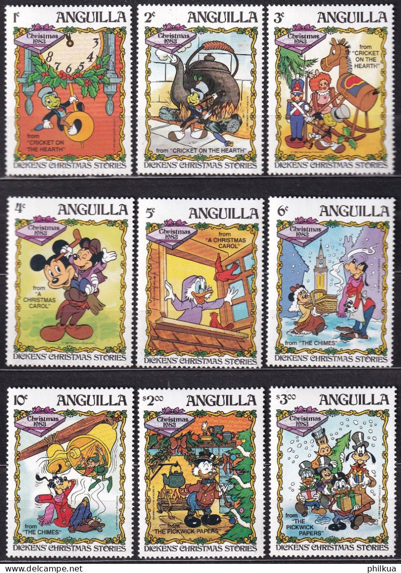 MiNr. 557 - 565 Anguilla 1983, 14. Nov. Weihnachten: Walt-Disney-Figuren - Postfrisch/**/MNH - Anguilla (1968-...)