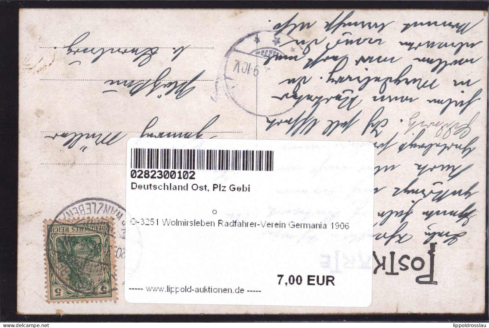 Gest. O-3251 Wolmirsleben Radfahrer-Verein Germania 1906 - Stassfurt