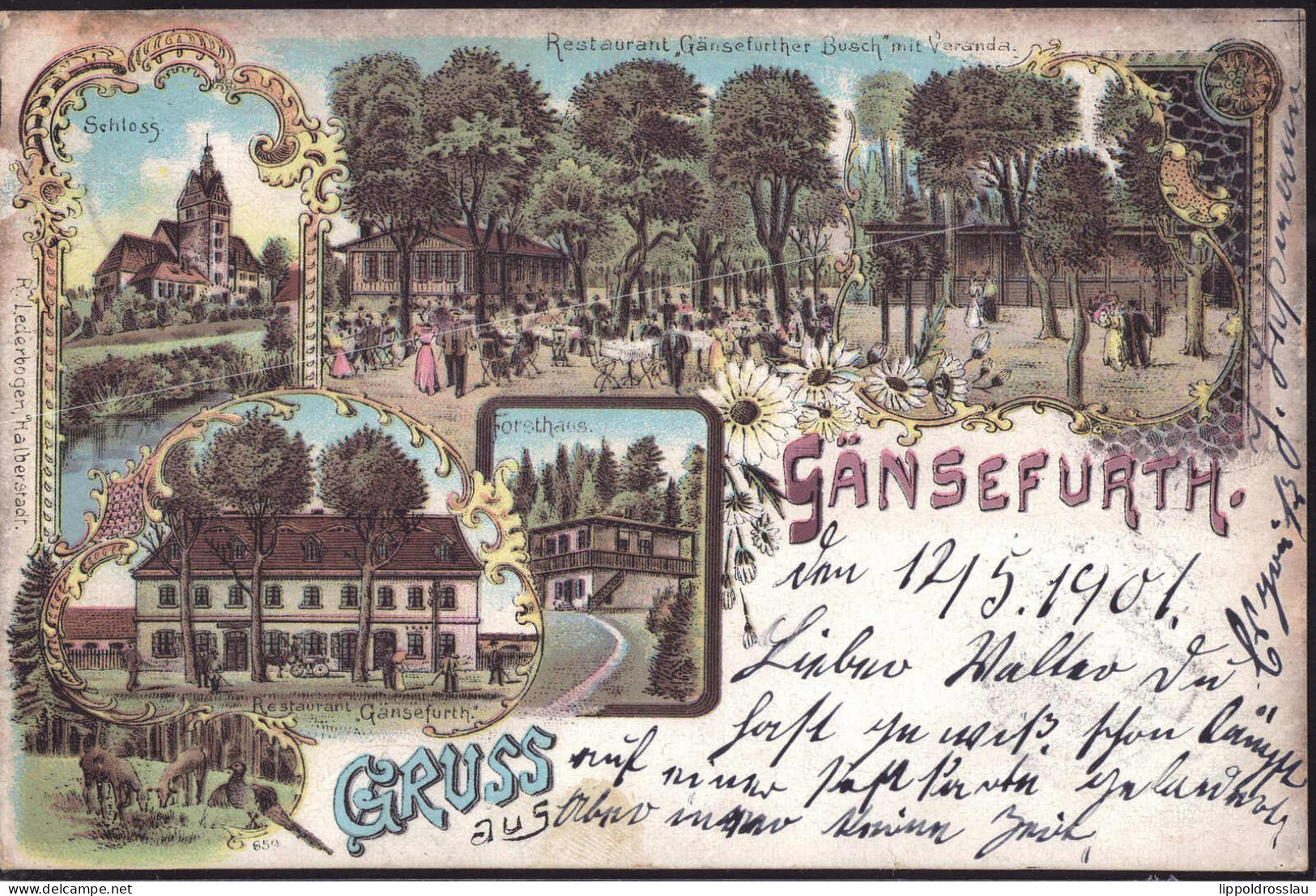 Gest. O-3257 Gänsefurth Gasthaus Gänsefurther Busch 1901 - Stassfurt