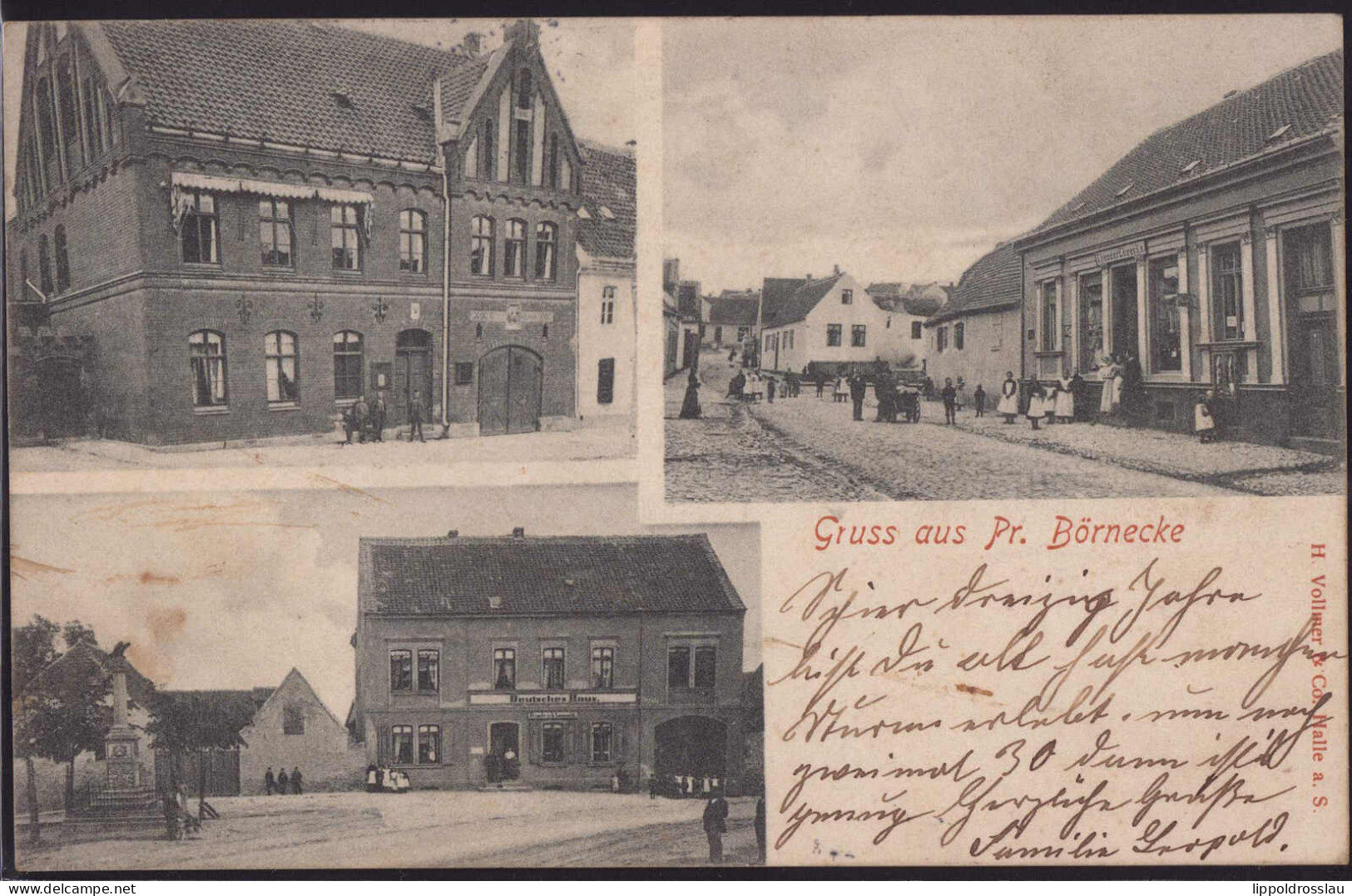 Gest. O-3257 Preußisch-Börnecke Post Gasthaus Deustches Haus 1905 - Stassfurt