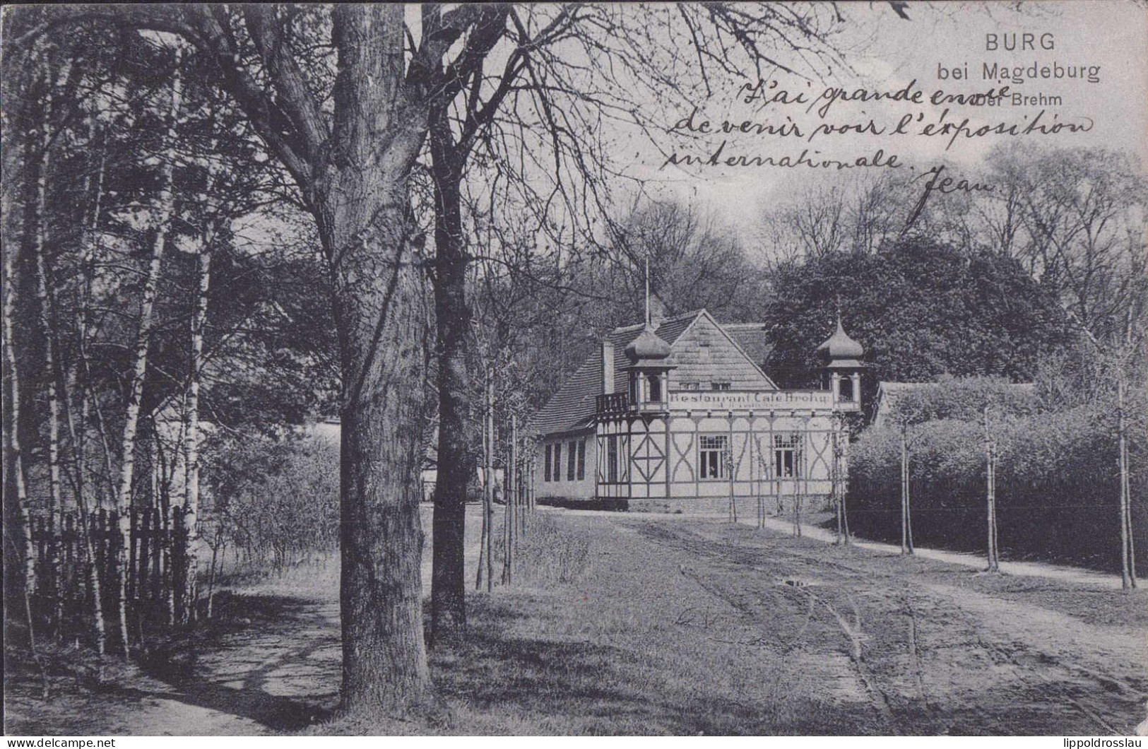 Gest. O-3270 Burg Gasthaus Cafe Brehm 1910 - Burg