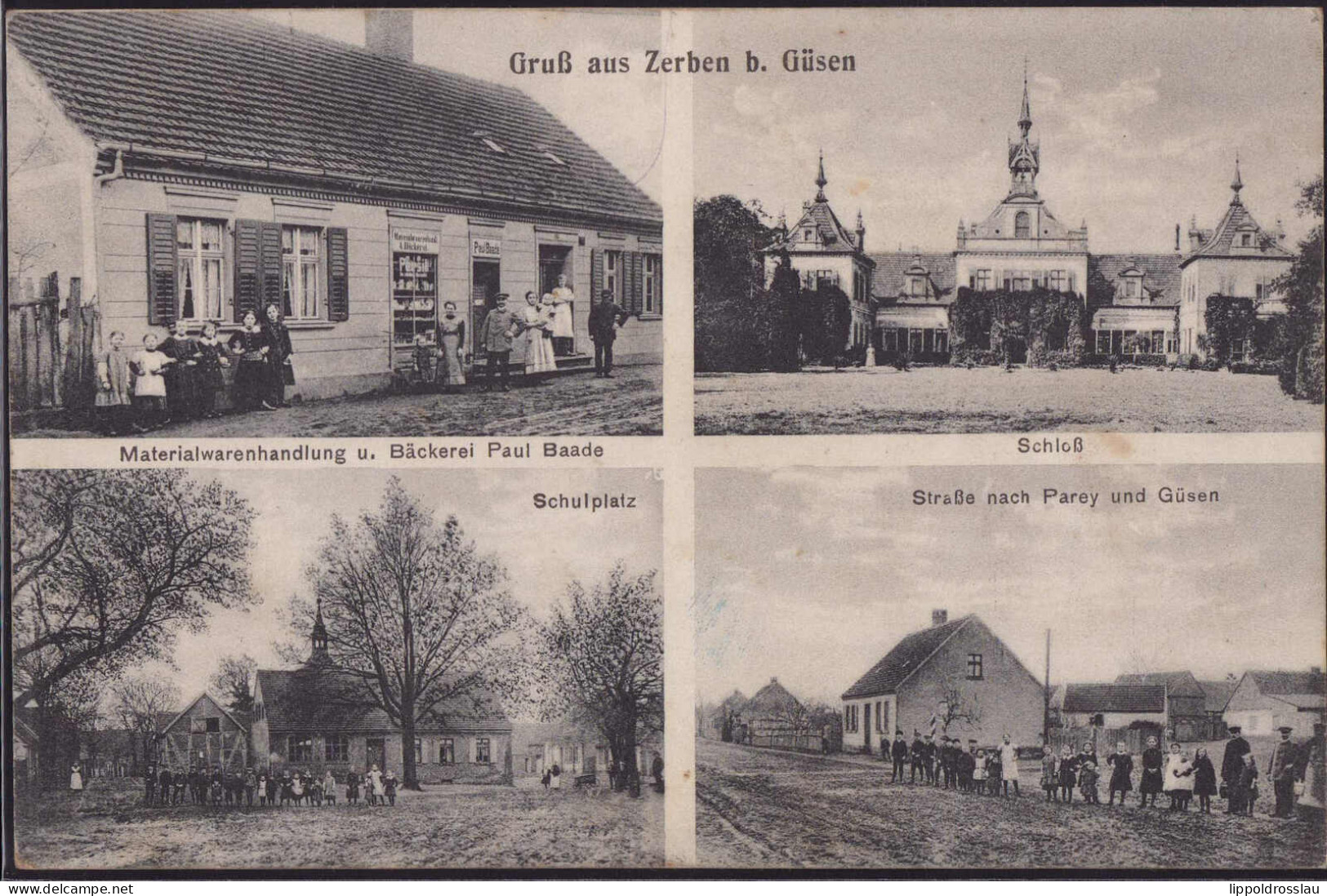 Gest. O-3281 Zerben Warenhandlung Baade Schulplatz Straße Nach Parey, Feldpost 1917 - Genthin