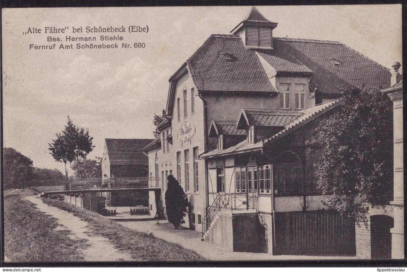 Gest. O-3300 Schönebeck Gasthaus Alte Fähre 1928, Briefmarke Entfernt - Schönebeck (Elbe)