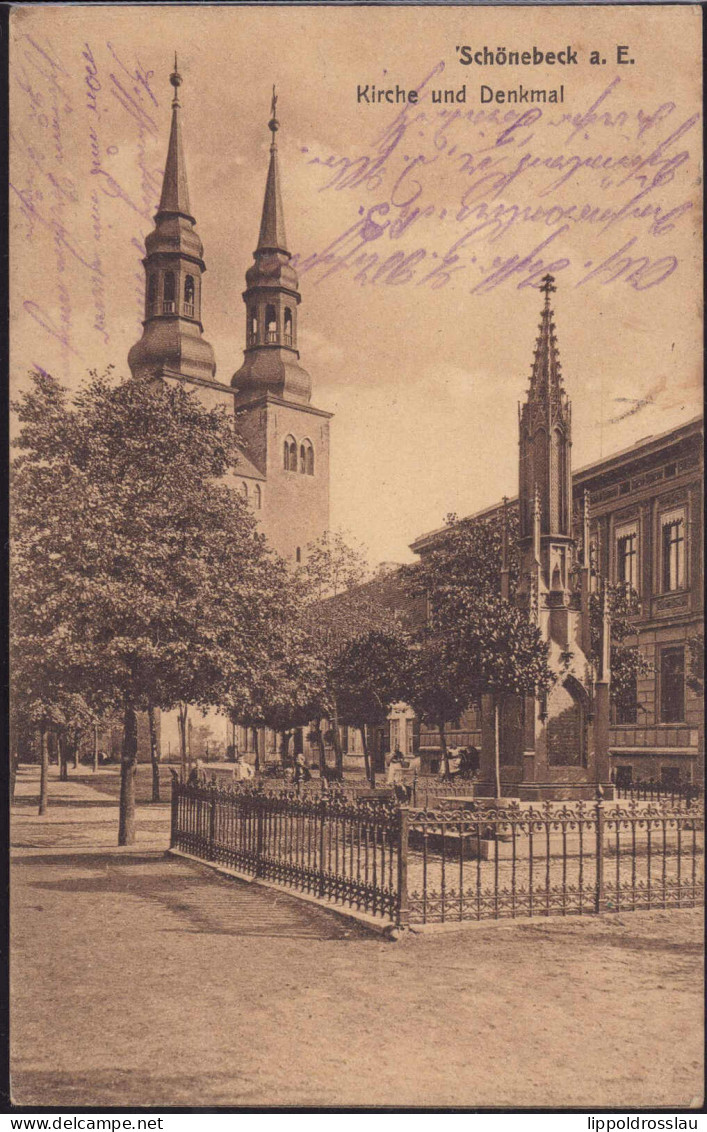 Gest. O-3300 Schönebeck Kirche Denkmal, Feldpost 1916 - Schoenebeck (Elbe)