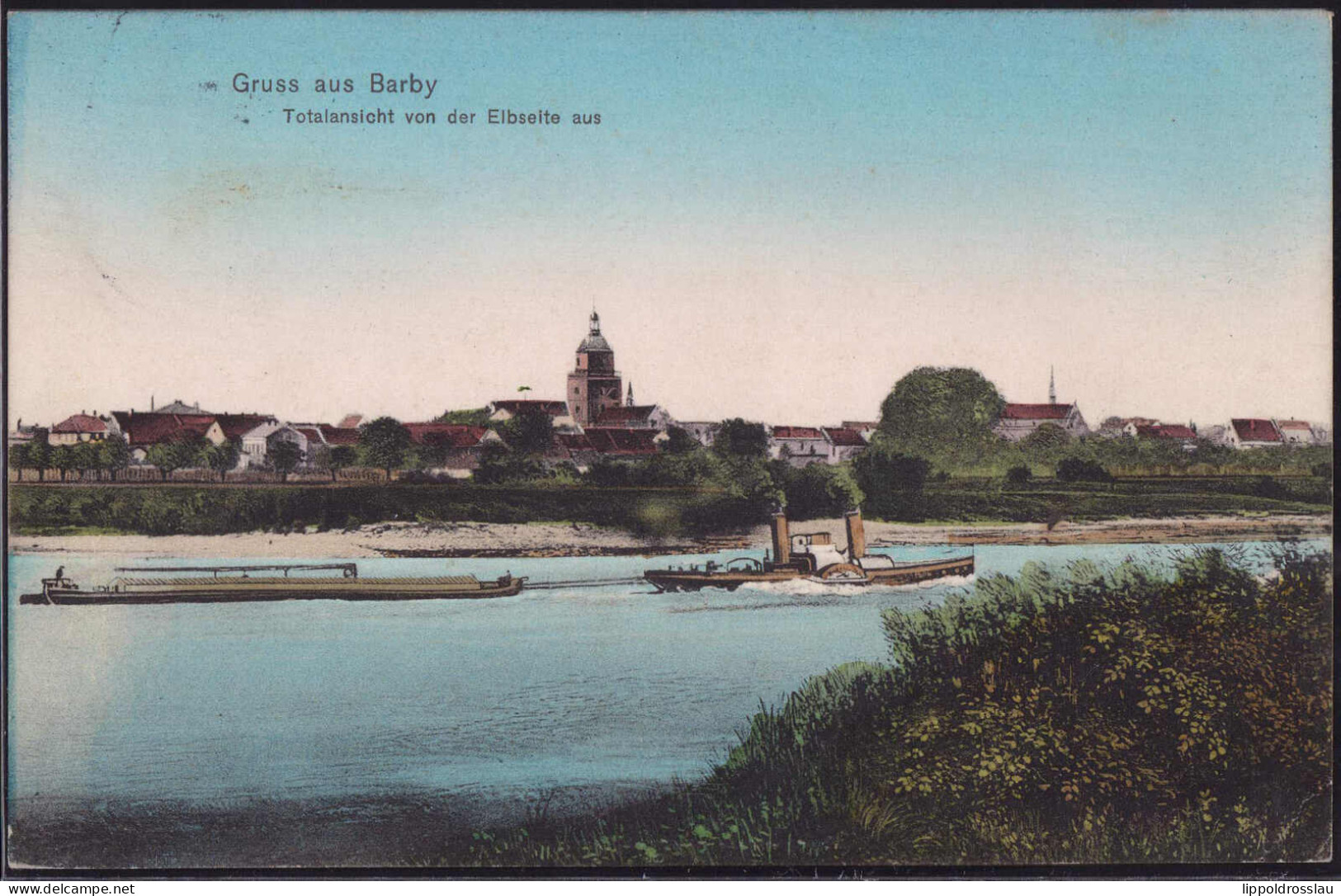 Gest. O-3302 Barby Elbe Blick Zum Ort 1911 - Schoenebeck (Elbe)