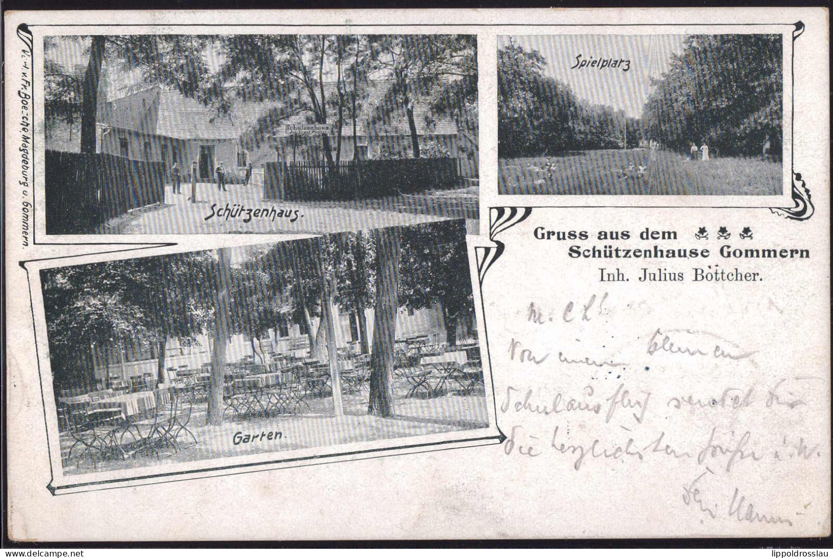 Gest. O-3304 Gommern Gasthaus Schützenhaus 1909 - Schönebeck (Elbe)