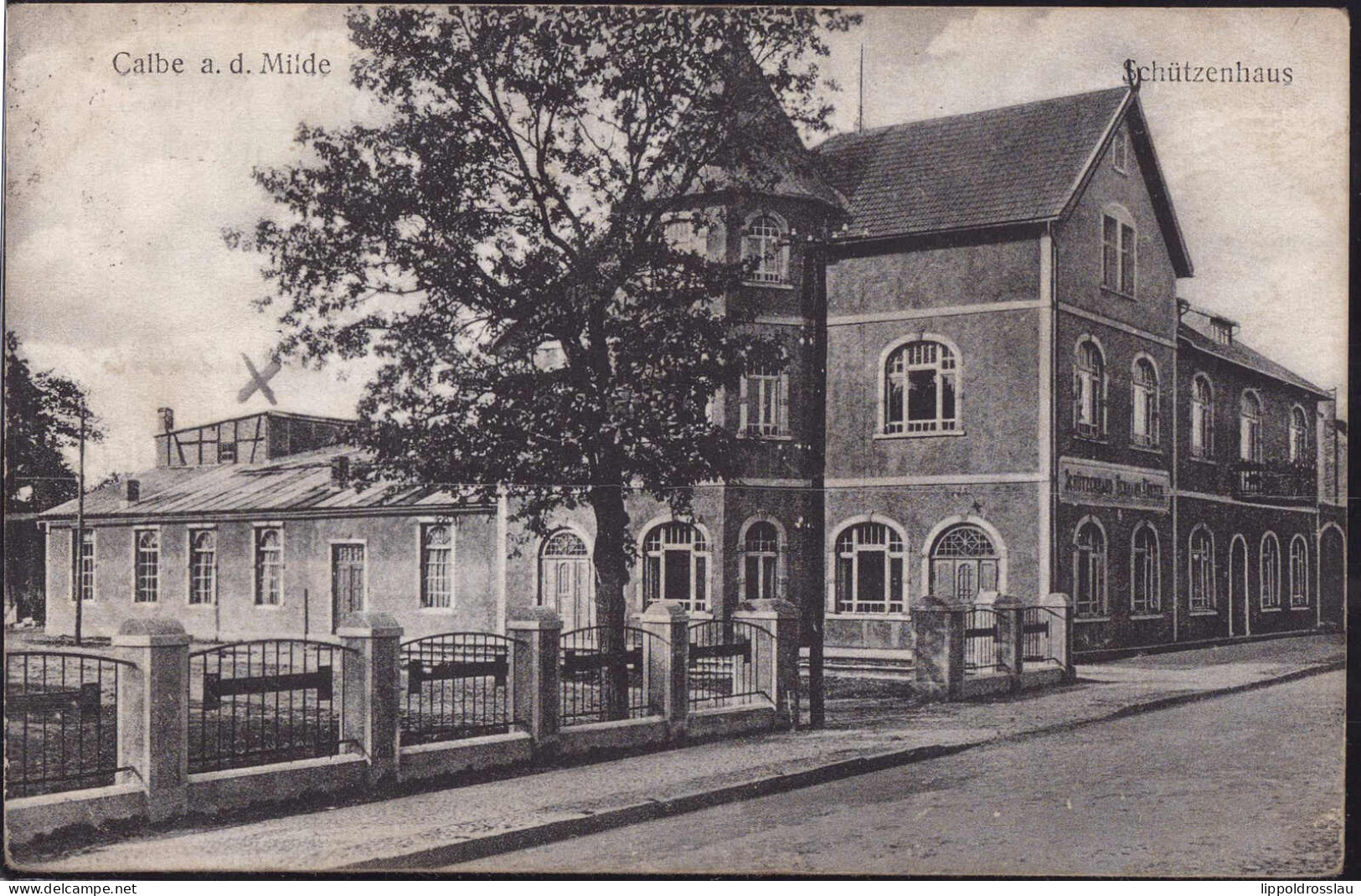 Gest. O-3310 Calbe Gasthaus Schützenhaus1932, Briefmarke Beschädigt - Schoenebeck (Elbe)