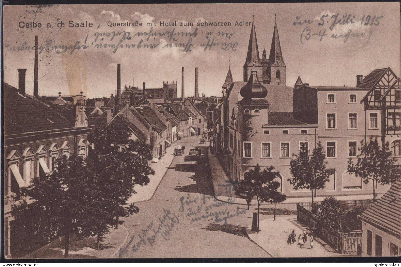 Gest. O-3310 Calbe Querstraße Gasthaus Hotel Zum Schwarzen Adler 1915 - Schönebeck (Elbe)
