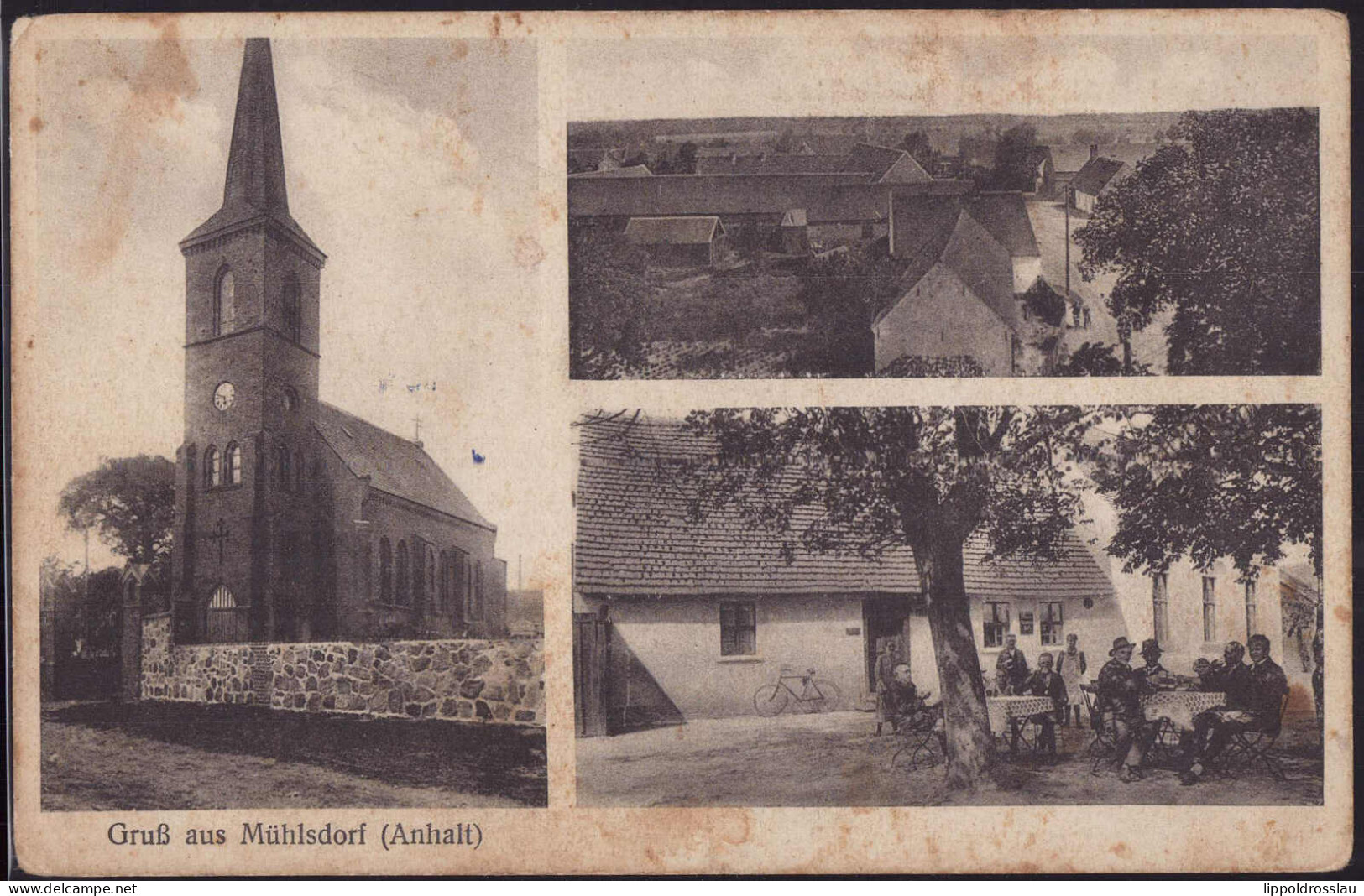 * O-3401 Mühlsdorf Gasthaus Kirche, Fleckig, Ecken Best. - Zerbst