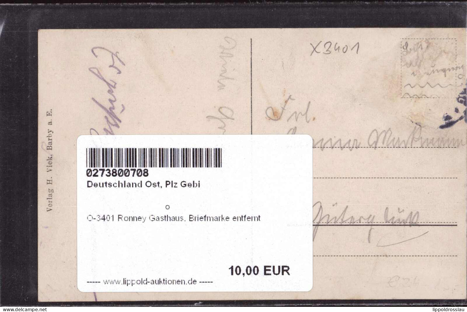 Gest. O-3401 Ronney Gasthaus, Briefmarke Entfernt - Zerbst