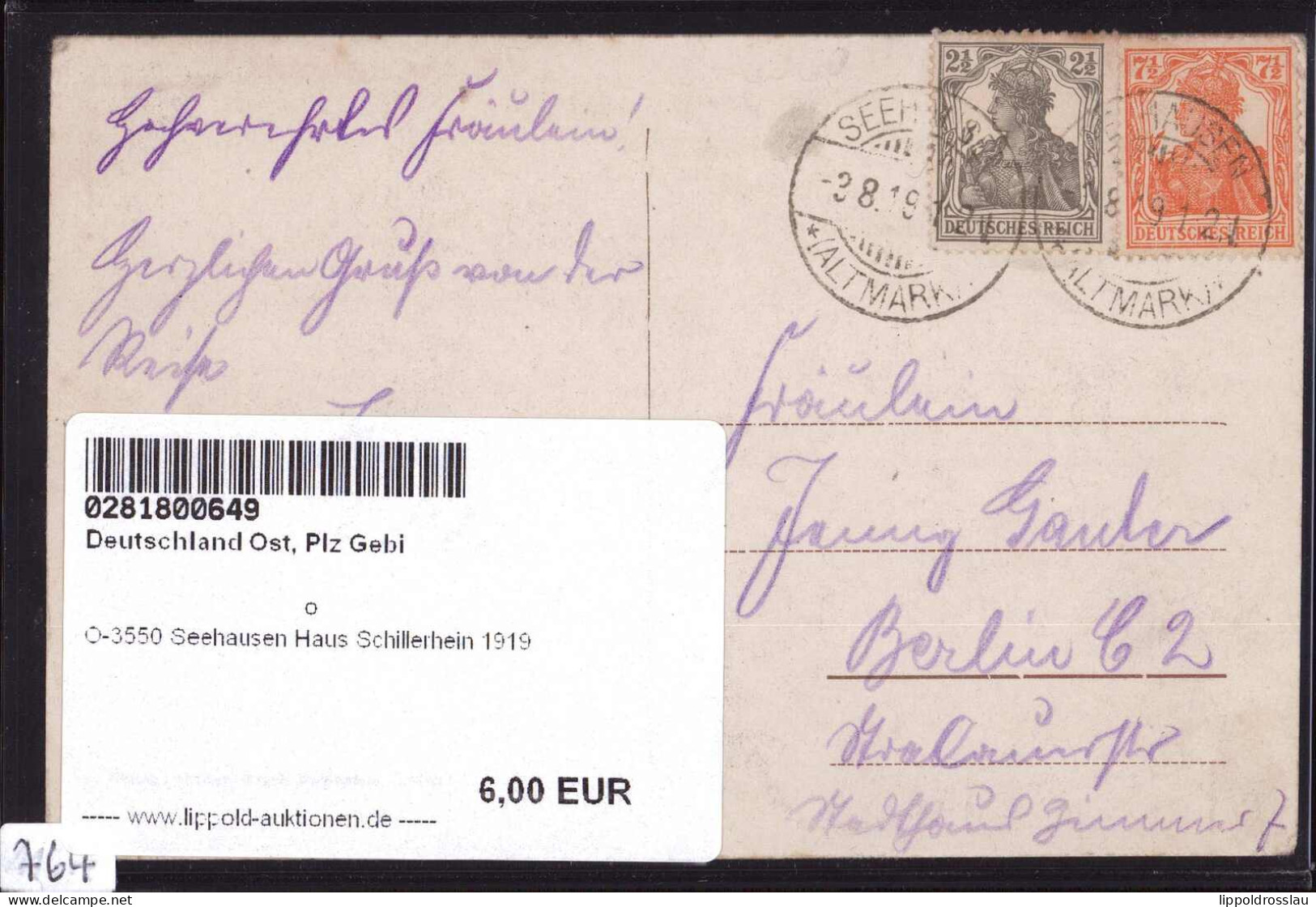 Gest. O-3550 Seehausen Haus Schillerhein 1919 - Osterburg