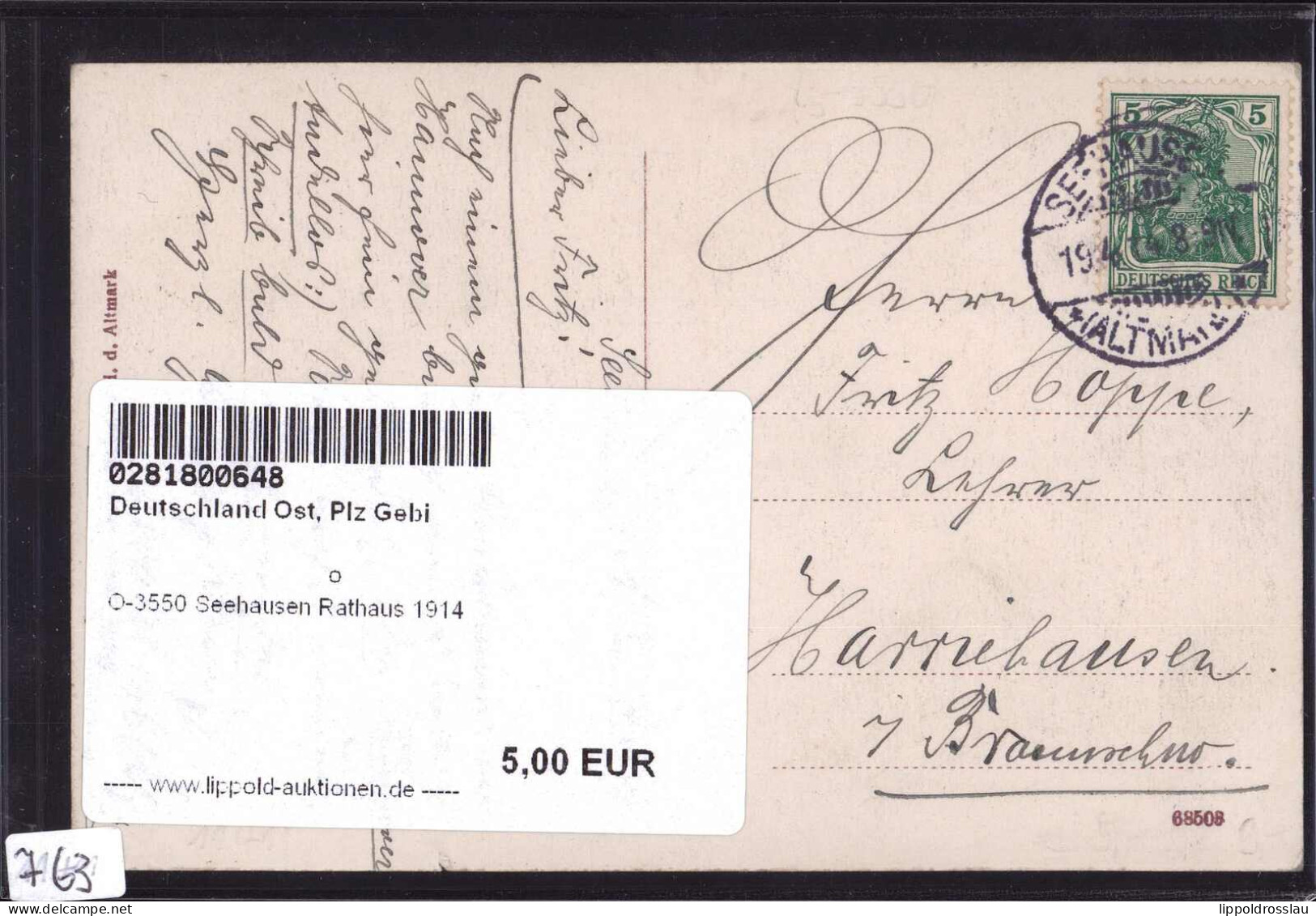 Gest. O-3550 Seehausen Rathaus 1914 - Osterburg