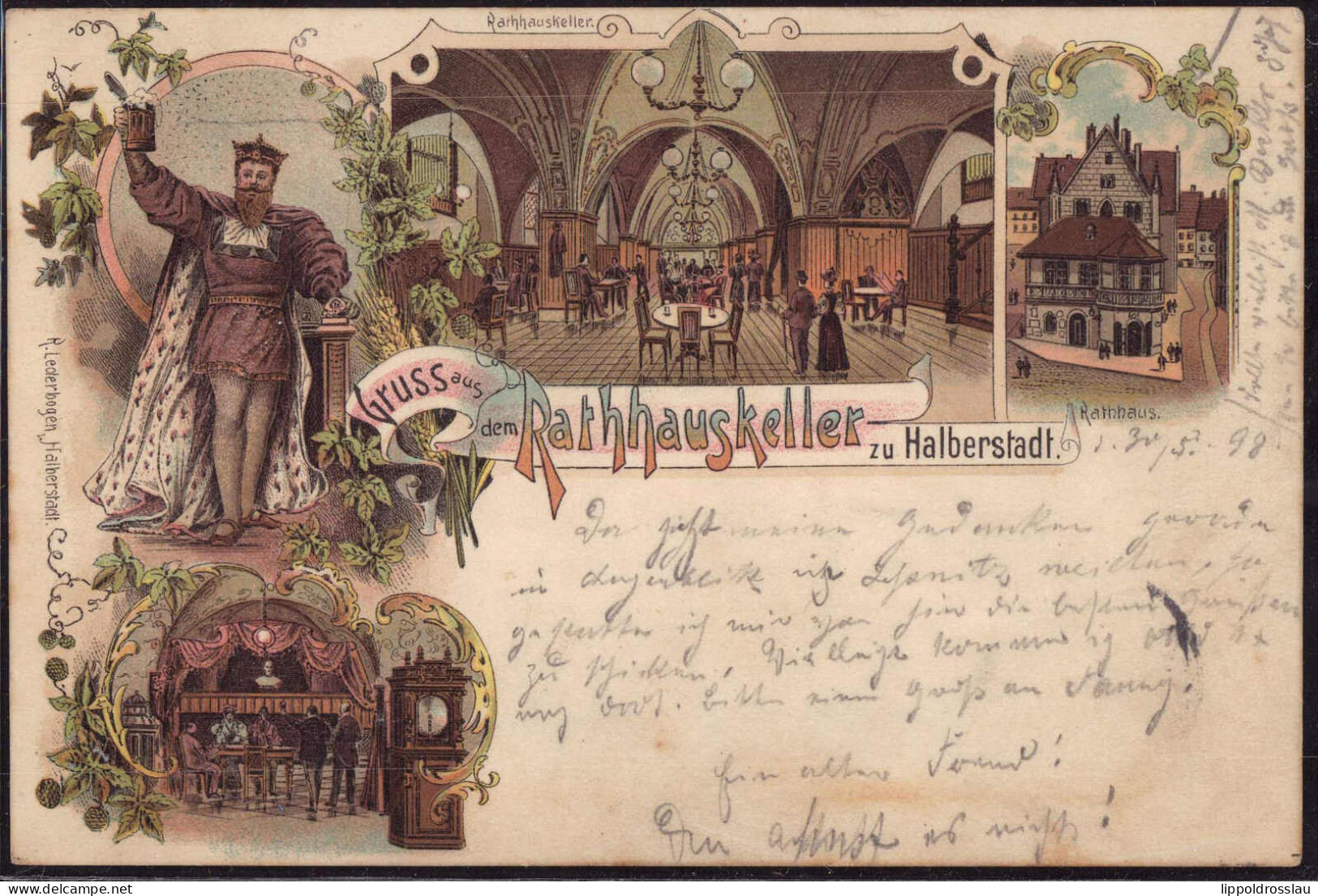 Gest. O-3600 Halberstadt Gasthaus Rathuaskeller 1898 - Halberstadt