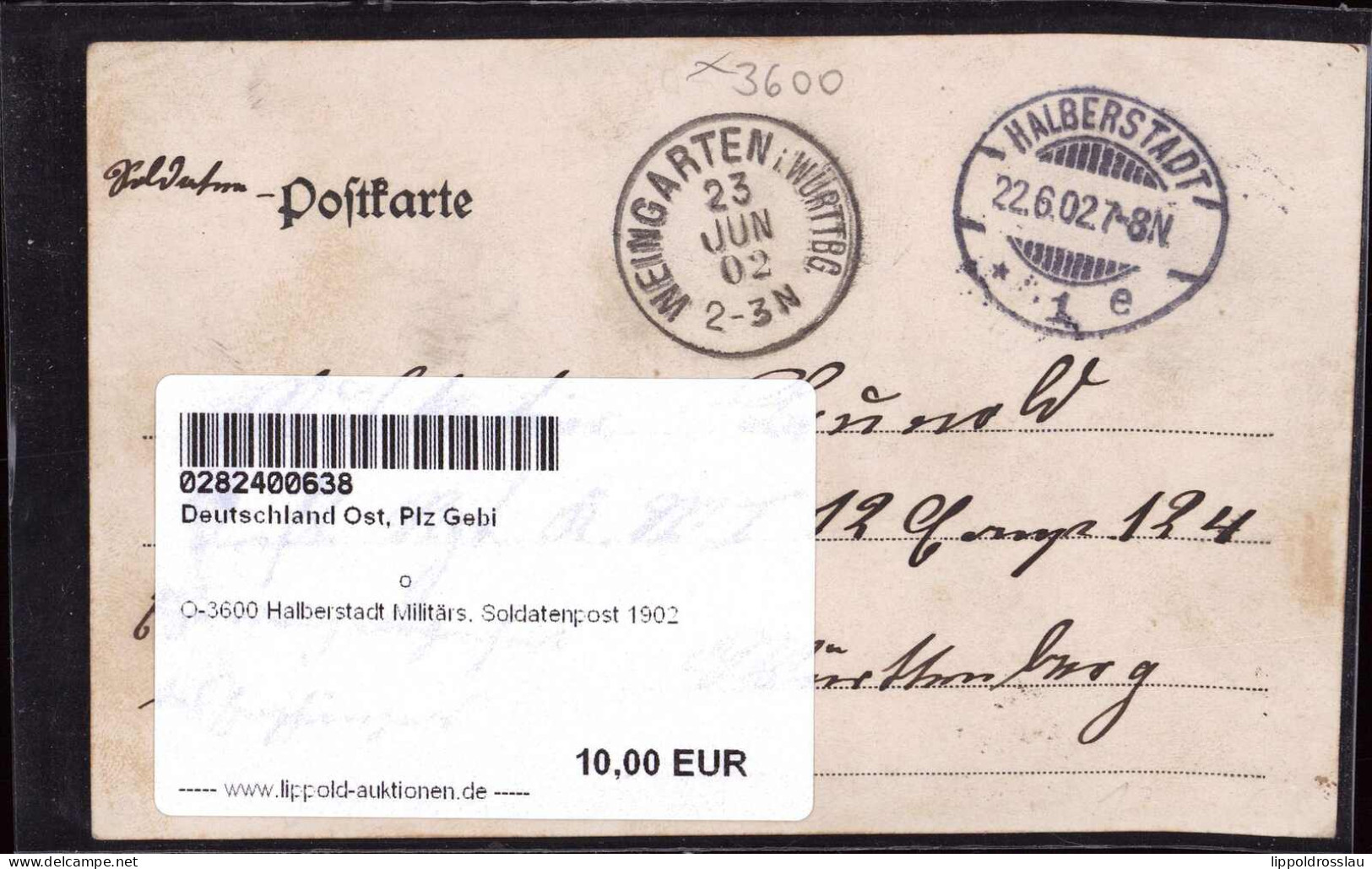 Gest. O-3600 Halberstadt Militärs, Soldatenpost 1902 - Halberstadt