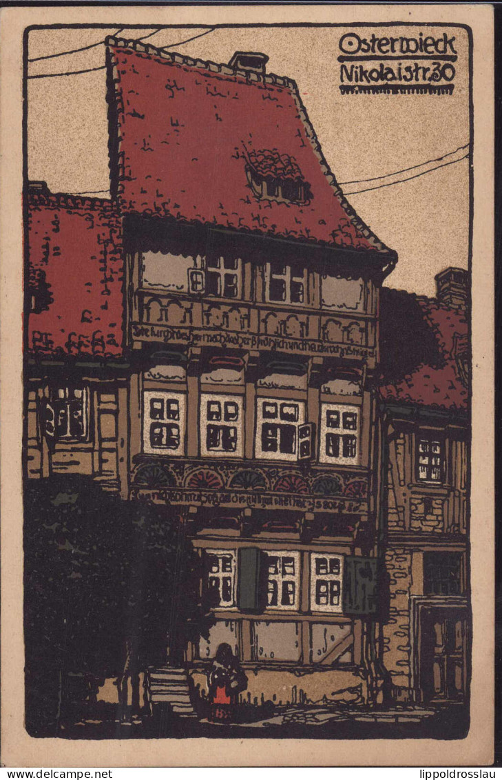 Gest. O-3606 Osterwieck Nikolaistraße 30 Steinzeichnung 1929 - Halberstadt