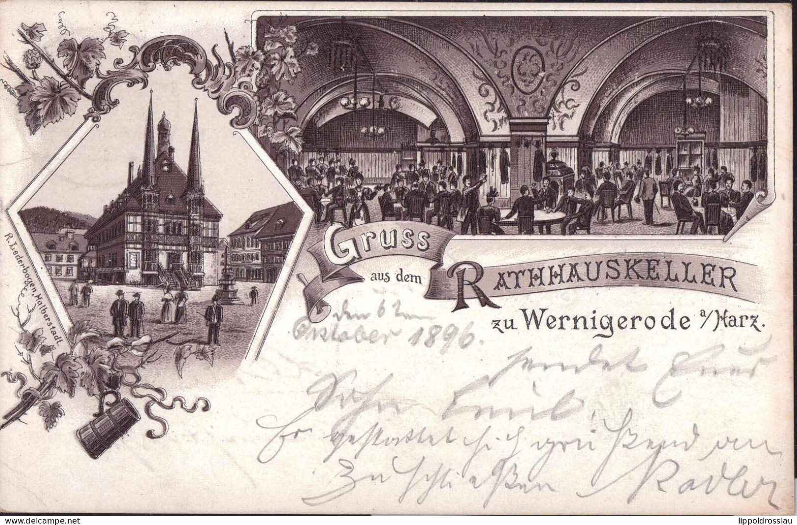 Gest. O-3700 Wernigerode Gasthaus Rathauskeller 1896 - Wernigerode