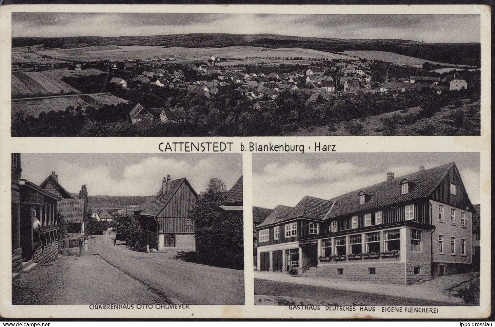 Gest. O-37121 Cattenstedt Gasthaus Deutsches Haus Cigarrenhaus Ohlmeyer, Feldpost 1940, Min. Best. - Blankenburg