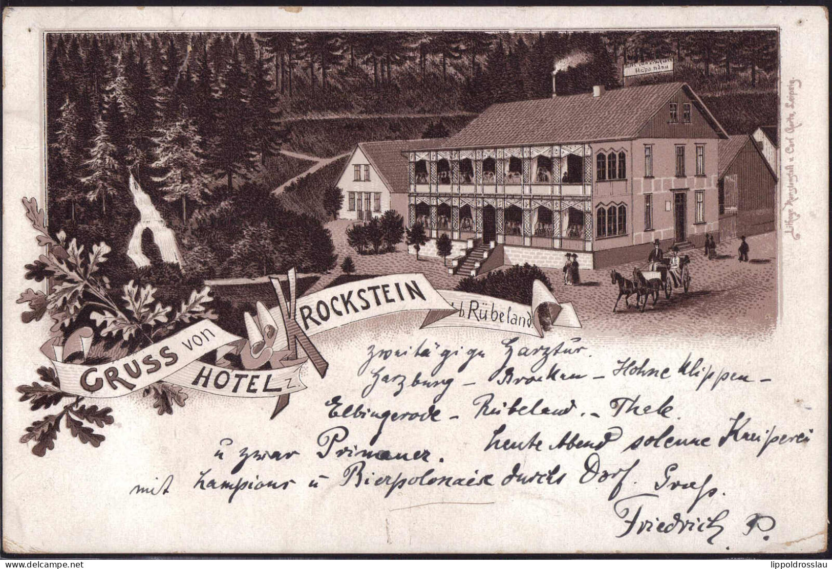 Gest. O-3725 Rübeland Hotel Gasthaus Rockstein 1894, Min. EK 6mm, 4x Min. Kleine Nadelstiche - Blankenburg