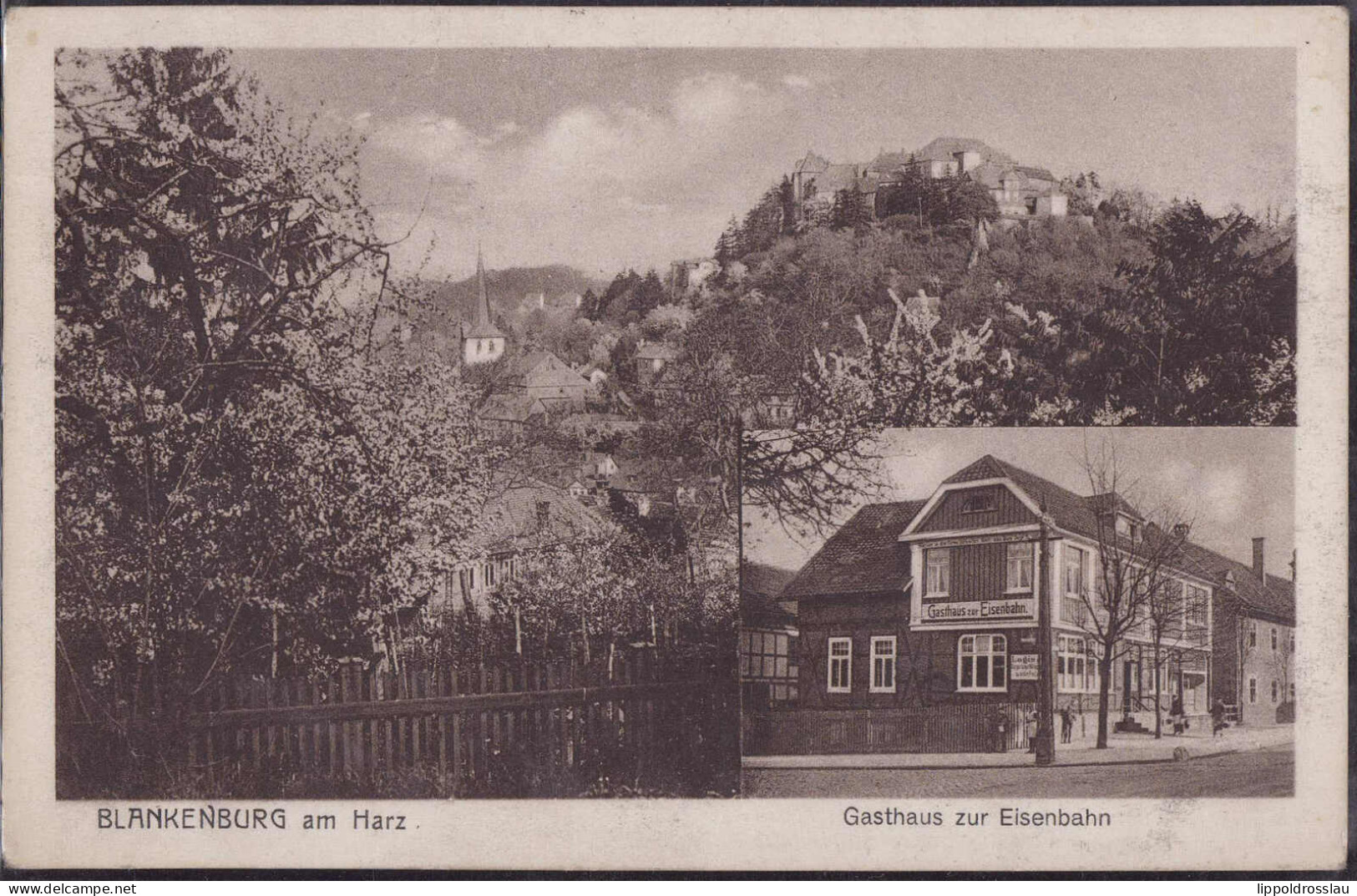 Gest. W-3720 Blankenburg Gasthaus Zur Eisenbahn 1927, Briefmarke Entfernt - Blankenburg