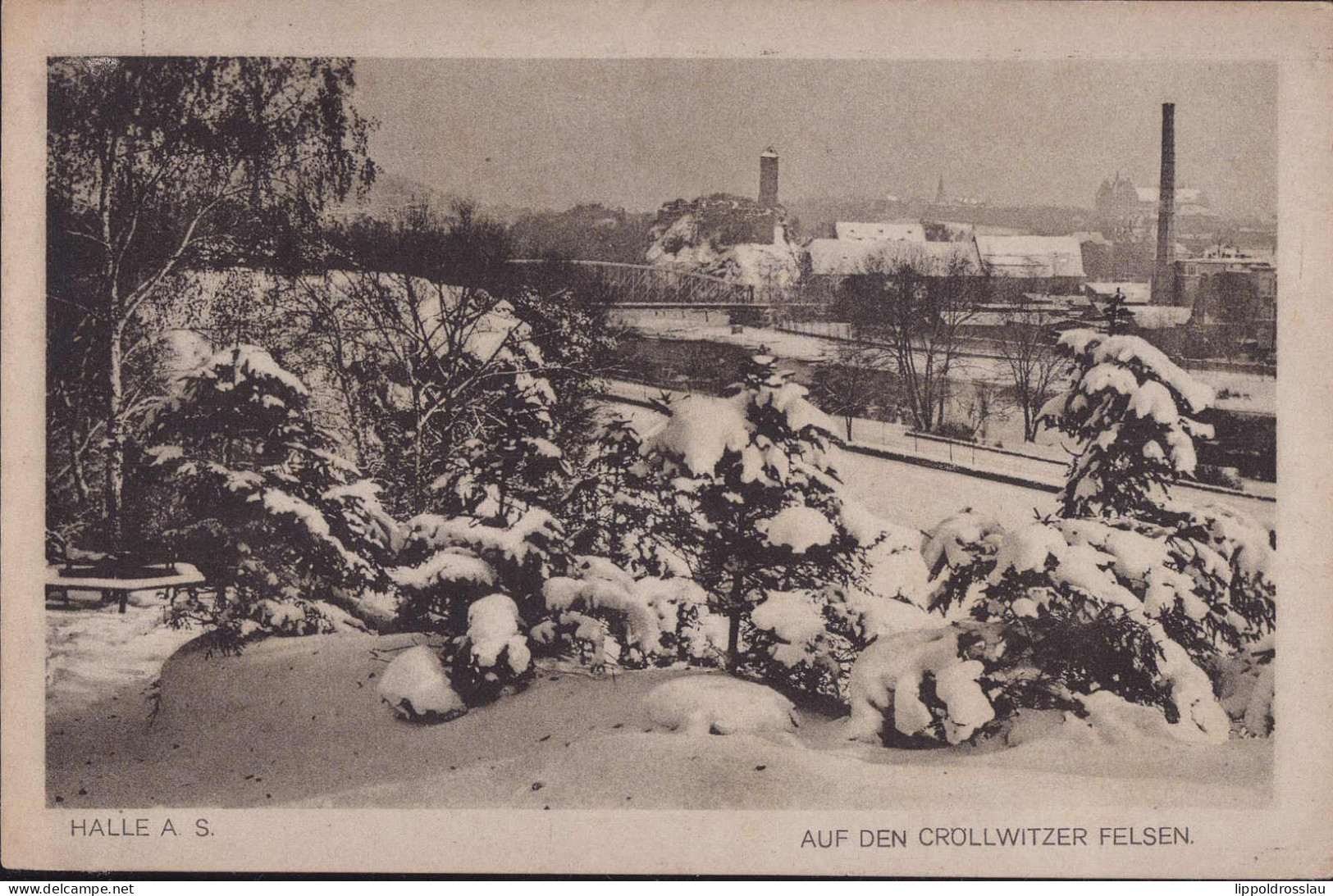 Gest. O-4000 Halle Auf Den Cröllwitzer Felsen Uím Winter 1920 - Halle (Saale)