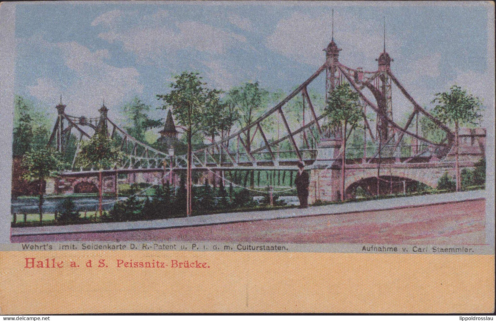 * O-4000 Halle Peissnitz-Brücke Seidenkarte 1907 - Halle (Saale)