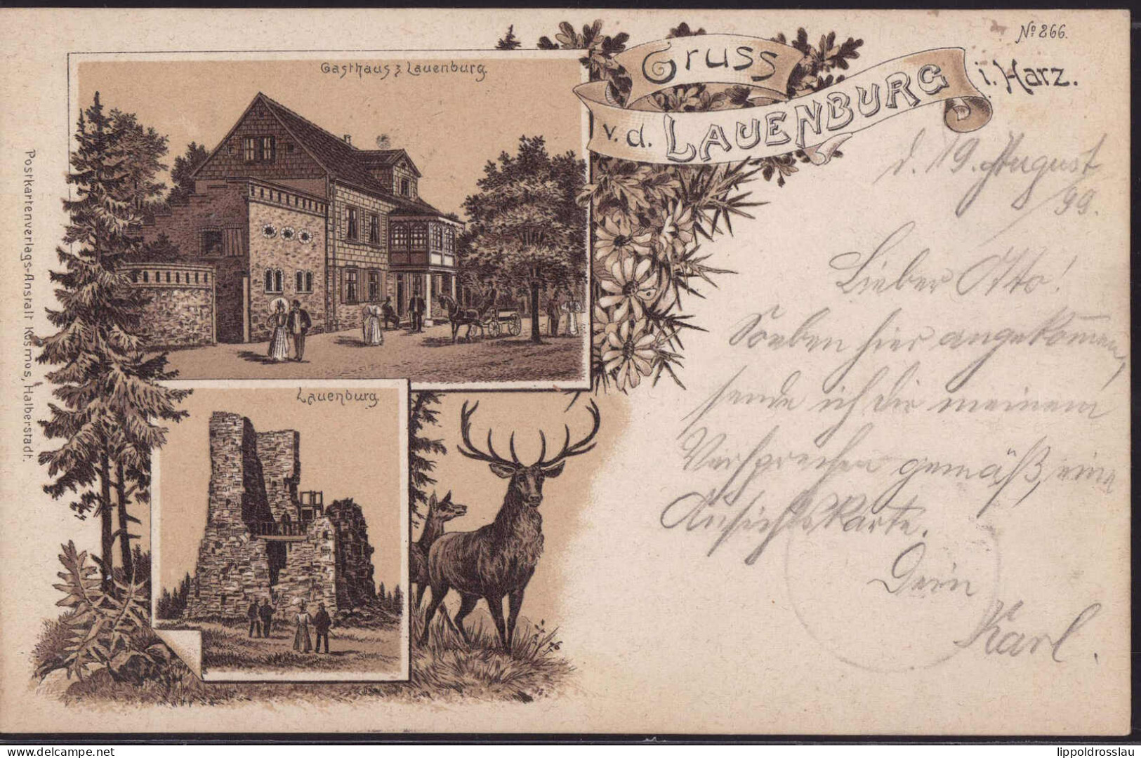 Gest. O-4301 Stecklenberg Gasthaus Zur Lauenburg 1899 - Quedlinburg