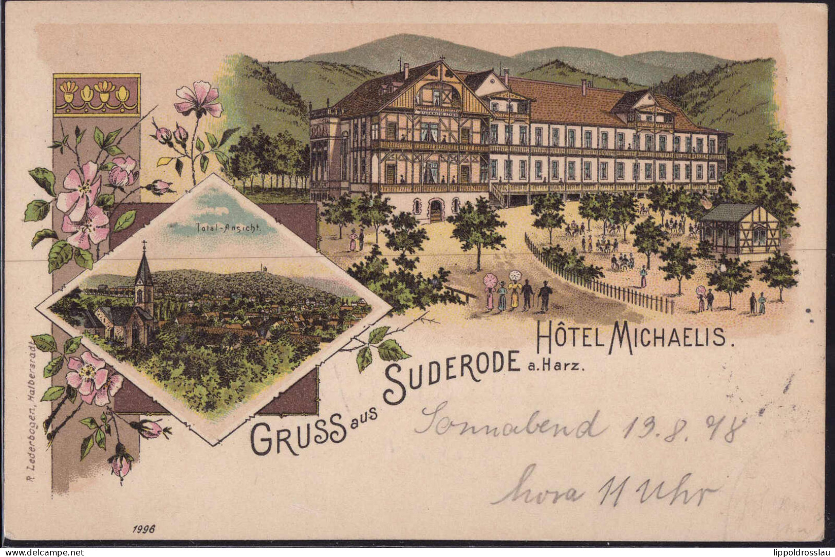 Gest. O-4302 Bad Suderode Hotel Gasthaus Michaelis 1898 Bahnpost - Quedlinburg