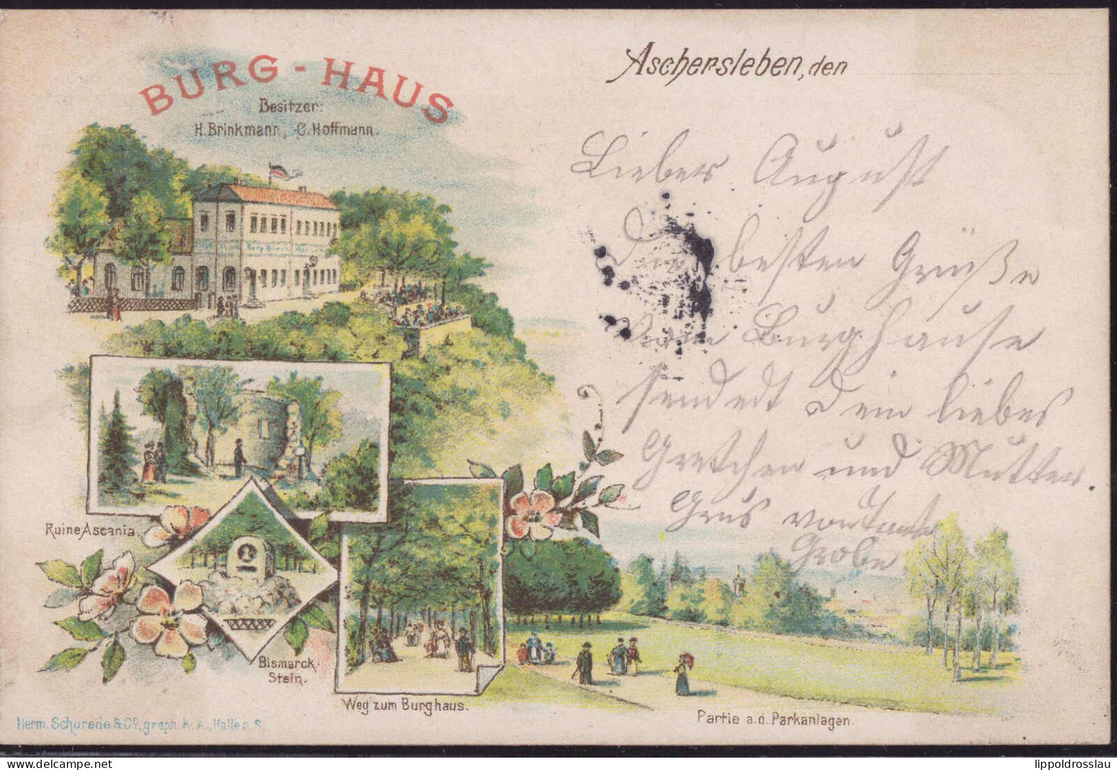 Gest. O-4320 Aschersleben Gasthaus Burghaus 1897 - Aschersleben