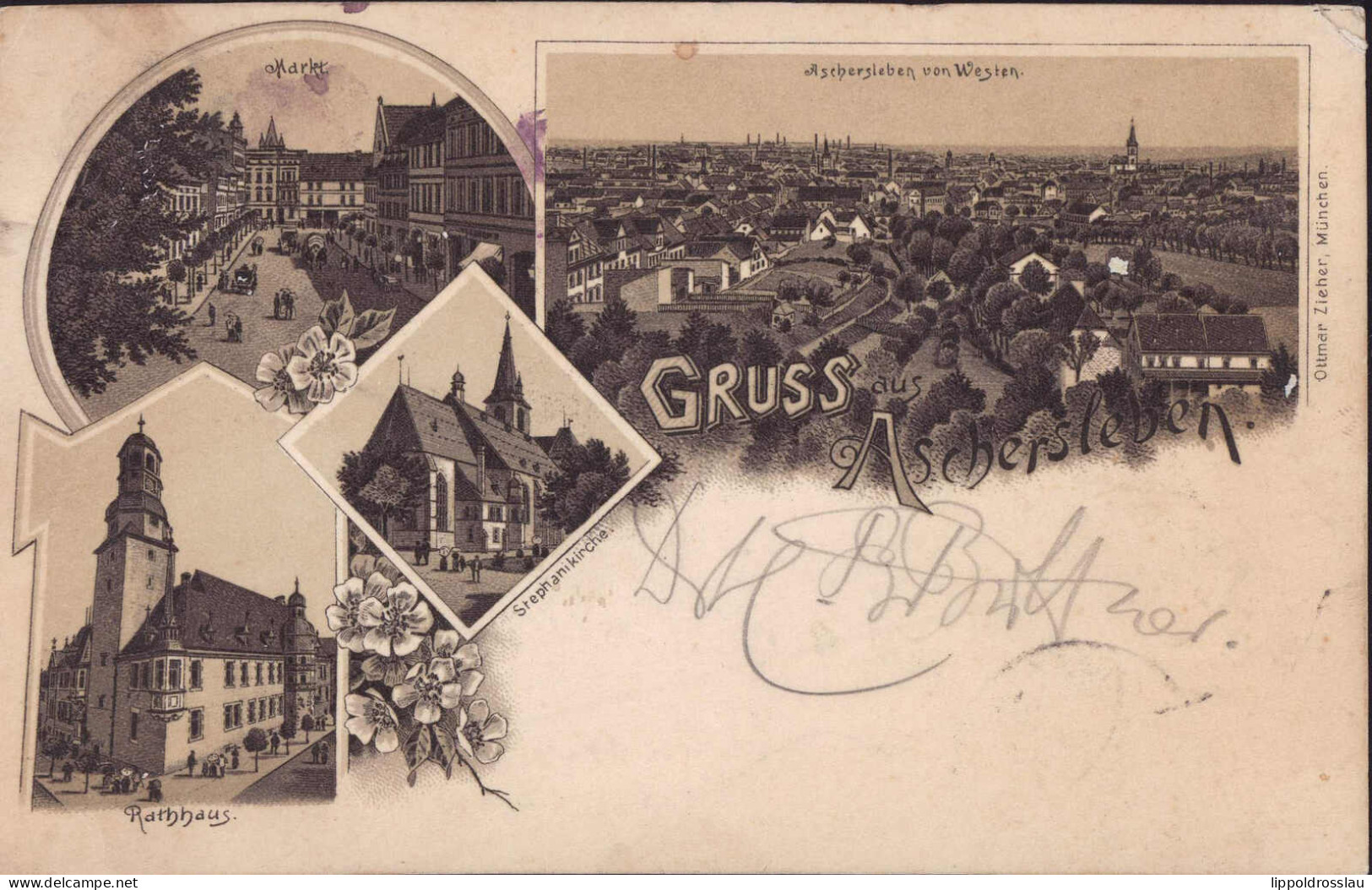 Gest. O-43200 Aschersleben Markt Rathaus 1896 - Aschersleben