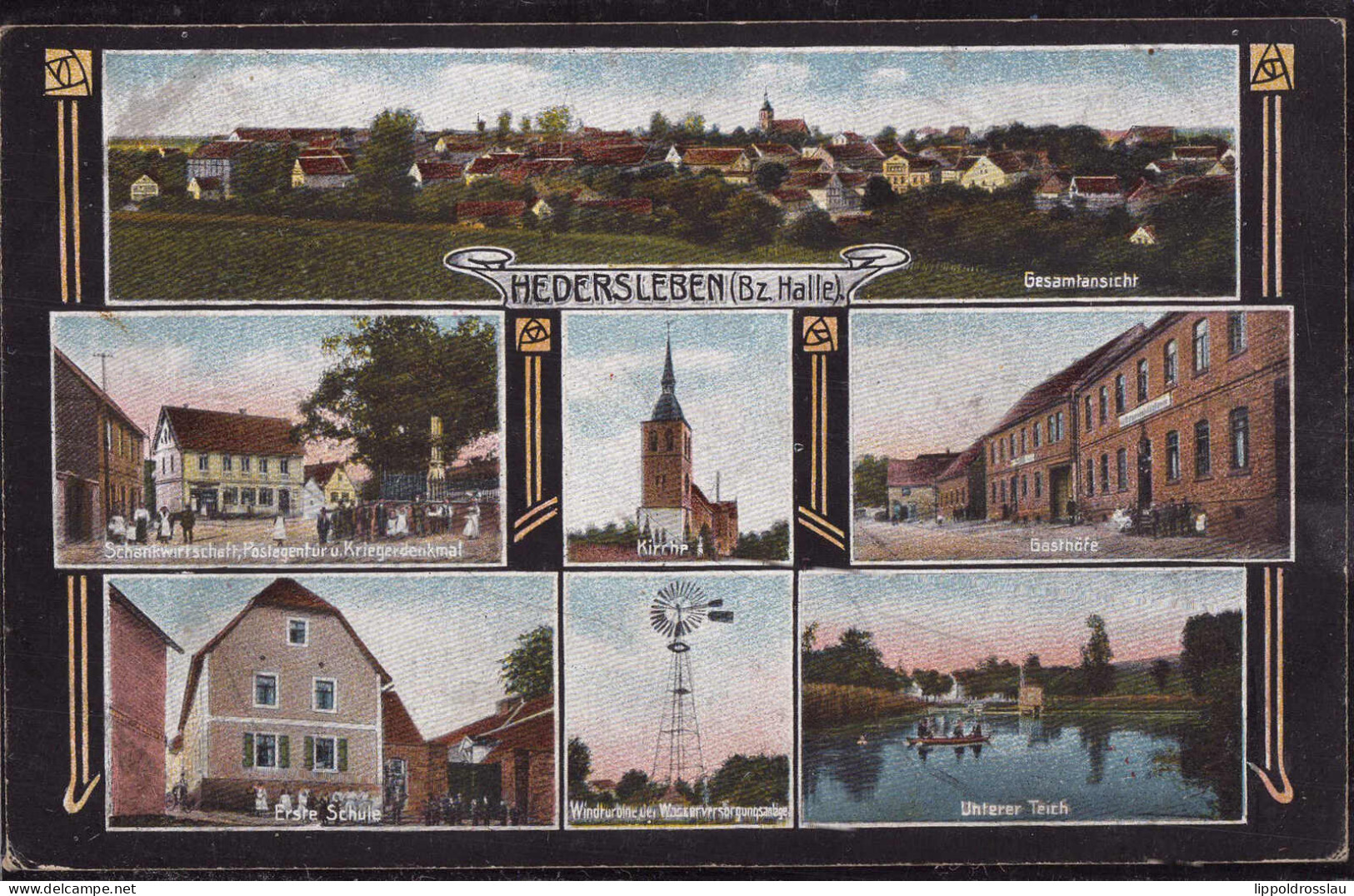 Gest. O-4326 Hedersleben Gasthaus Schule Gasthaus Post 1918 - Aschersleben